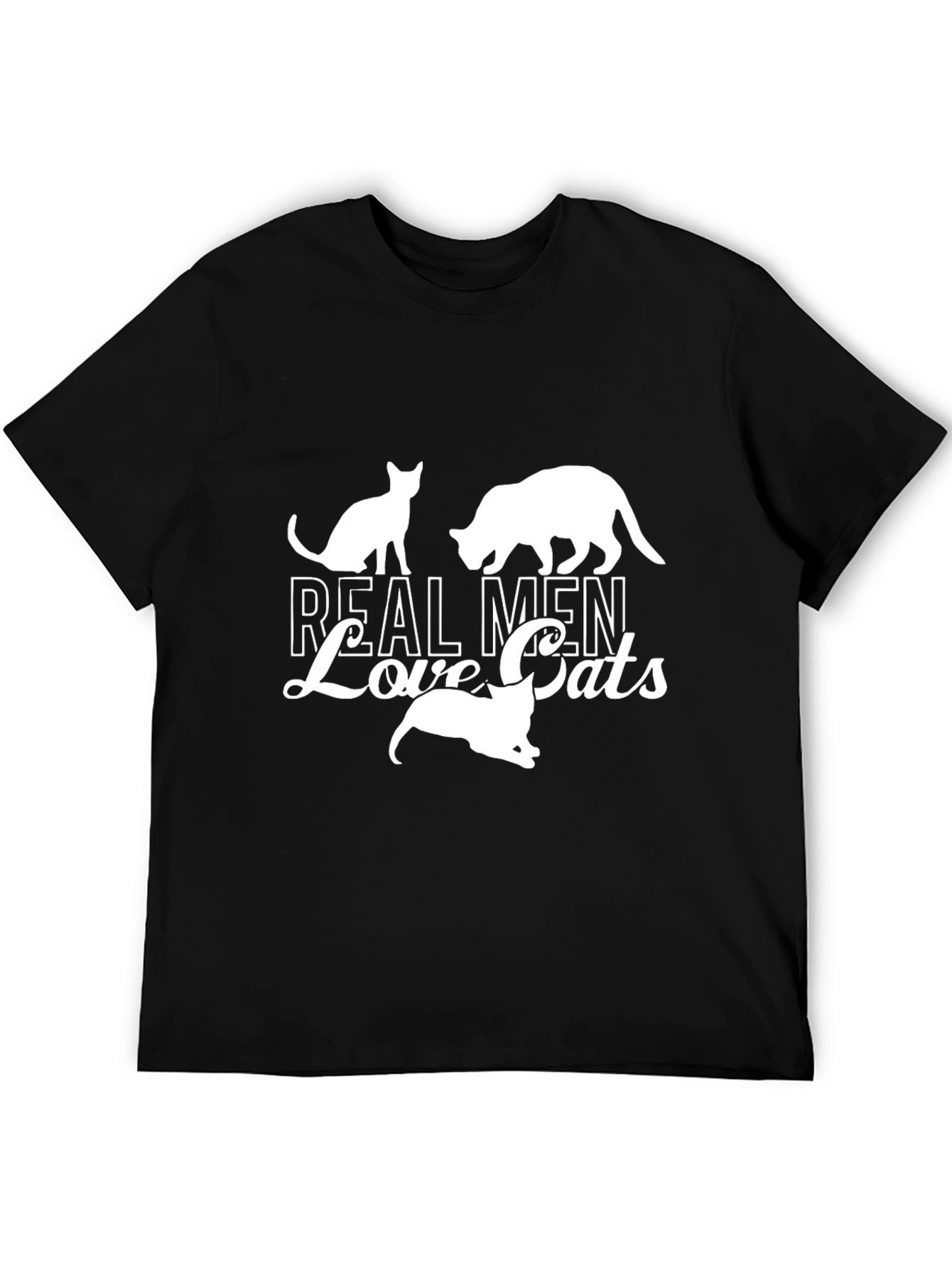 Real Men Love Cats Black T-Shirt
