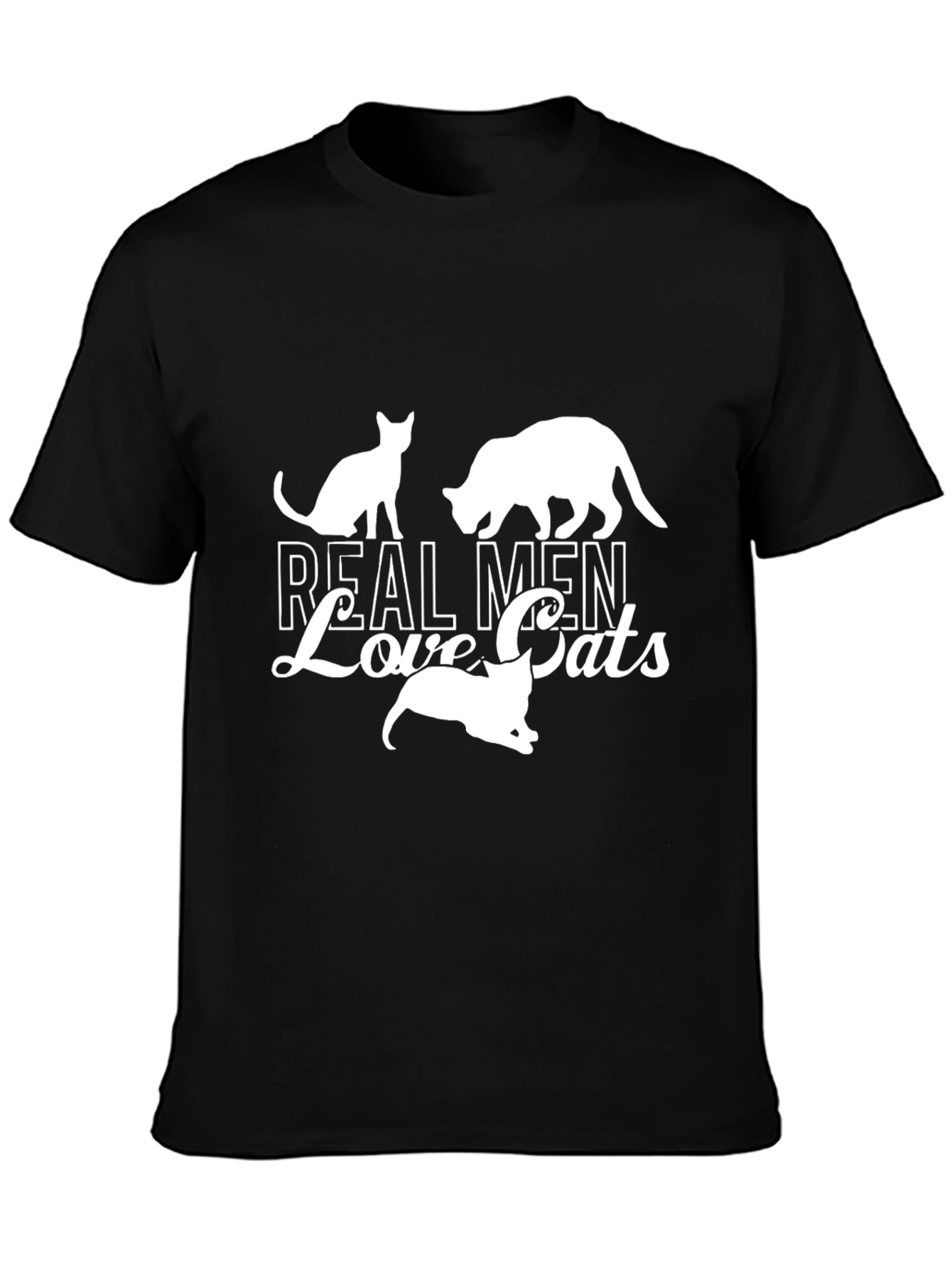 Real Men Love Cats Black T-Shirt