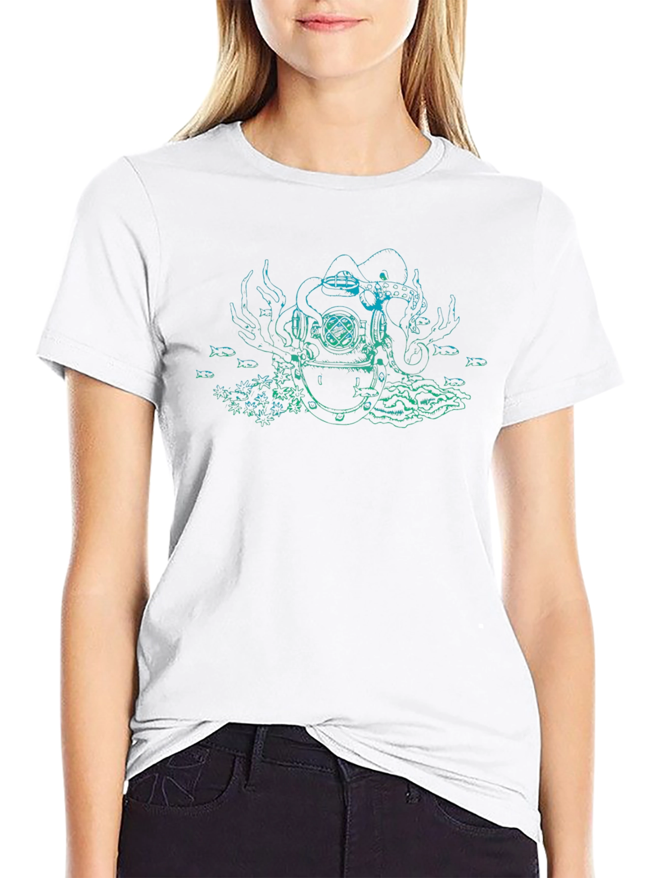 Octopus Diver Helmet Graphic Tee