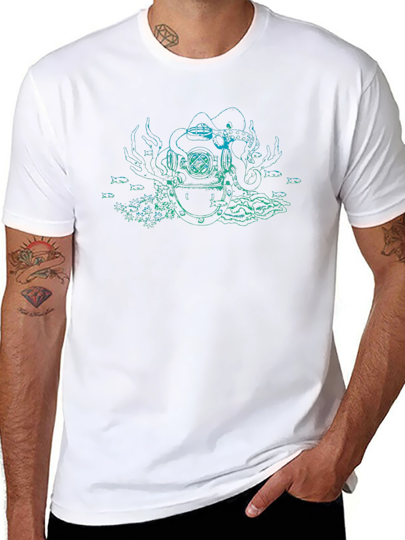 Octopus Diver Helmet Graphic Tee