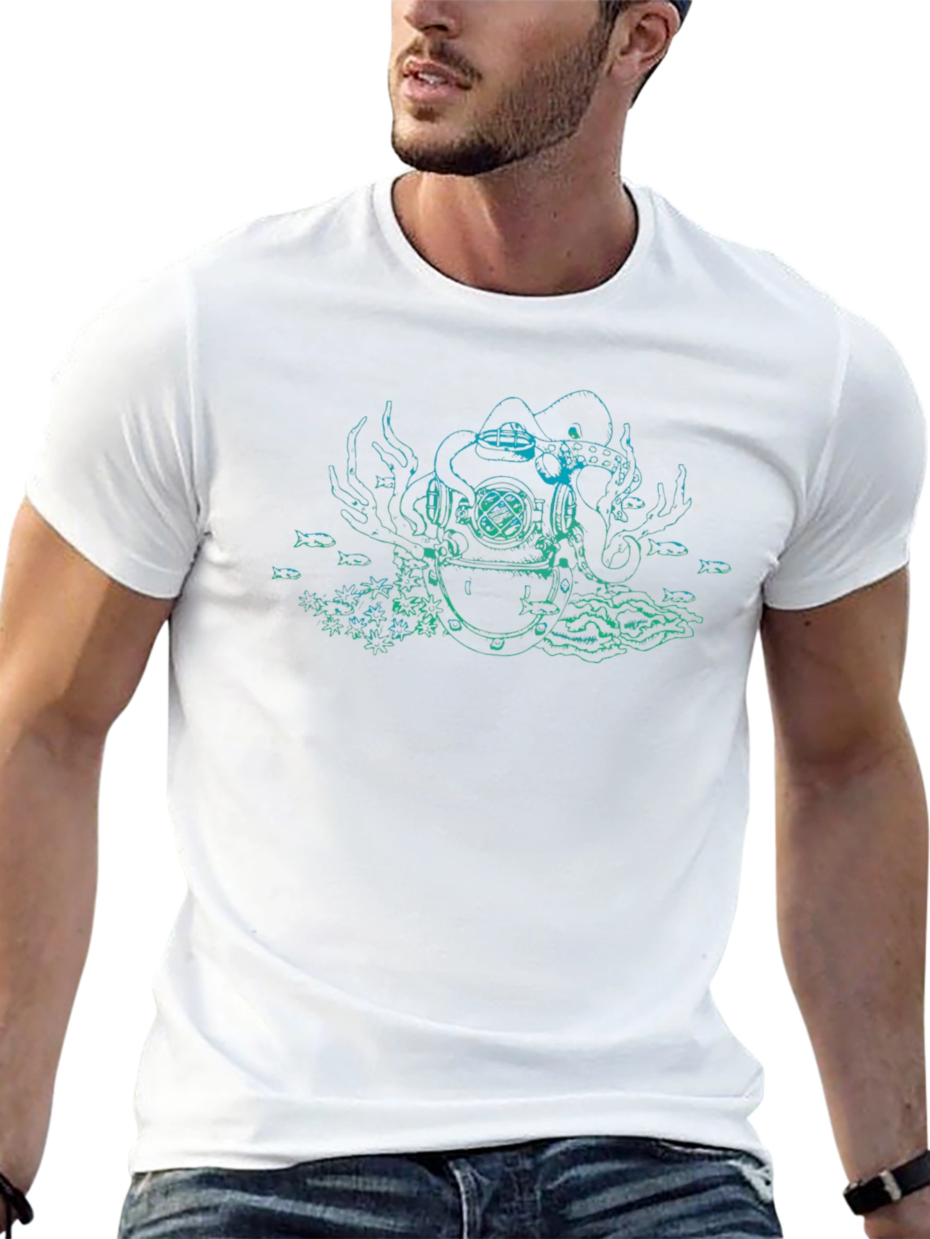 Octopus Diver Helmet Graphic Tee