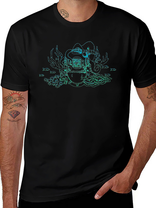Octopus Diver Helmet Graphic Tee
