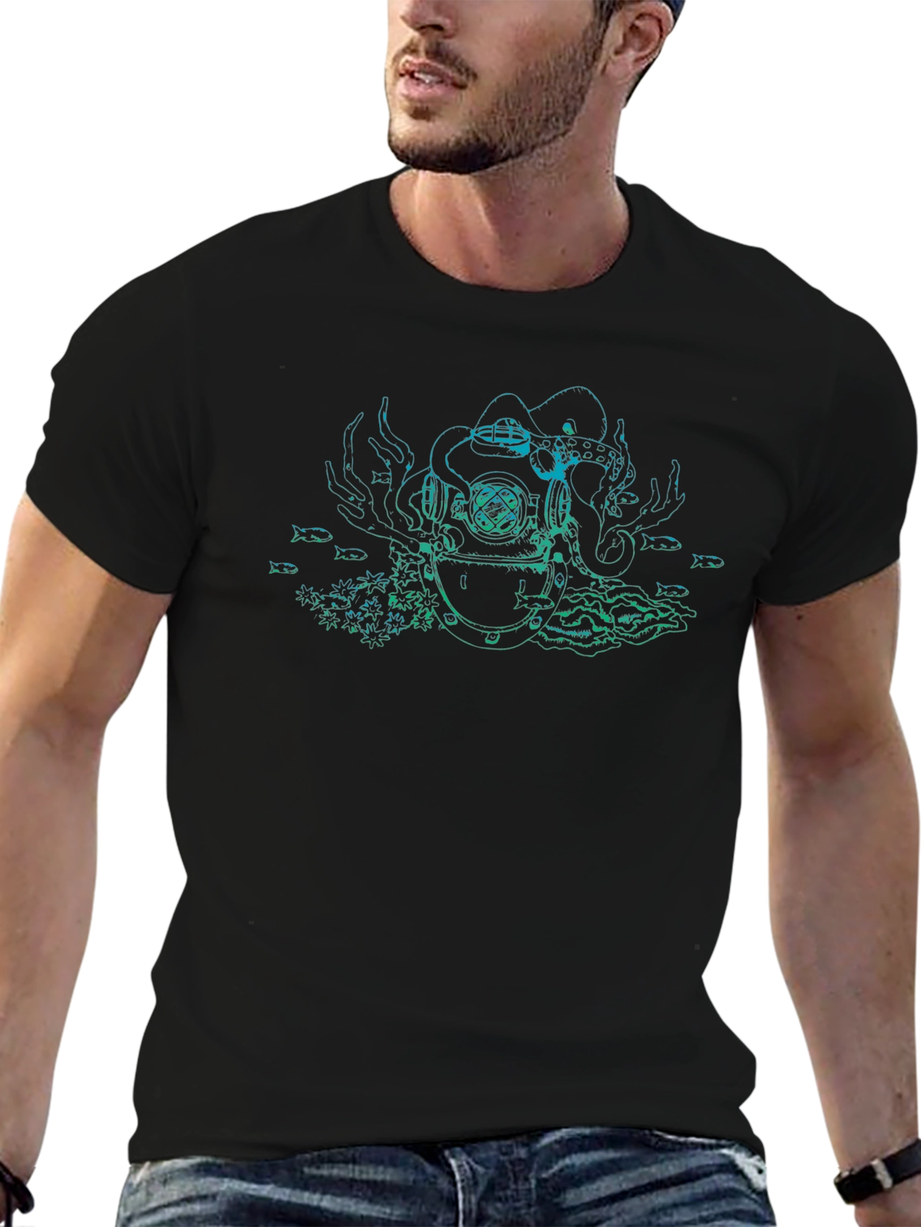 Octopus Diver Helmet Graphic Tee