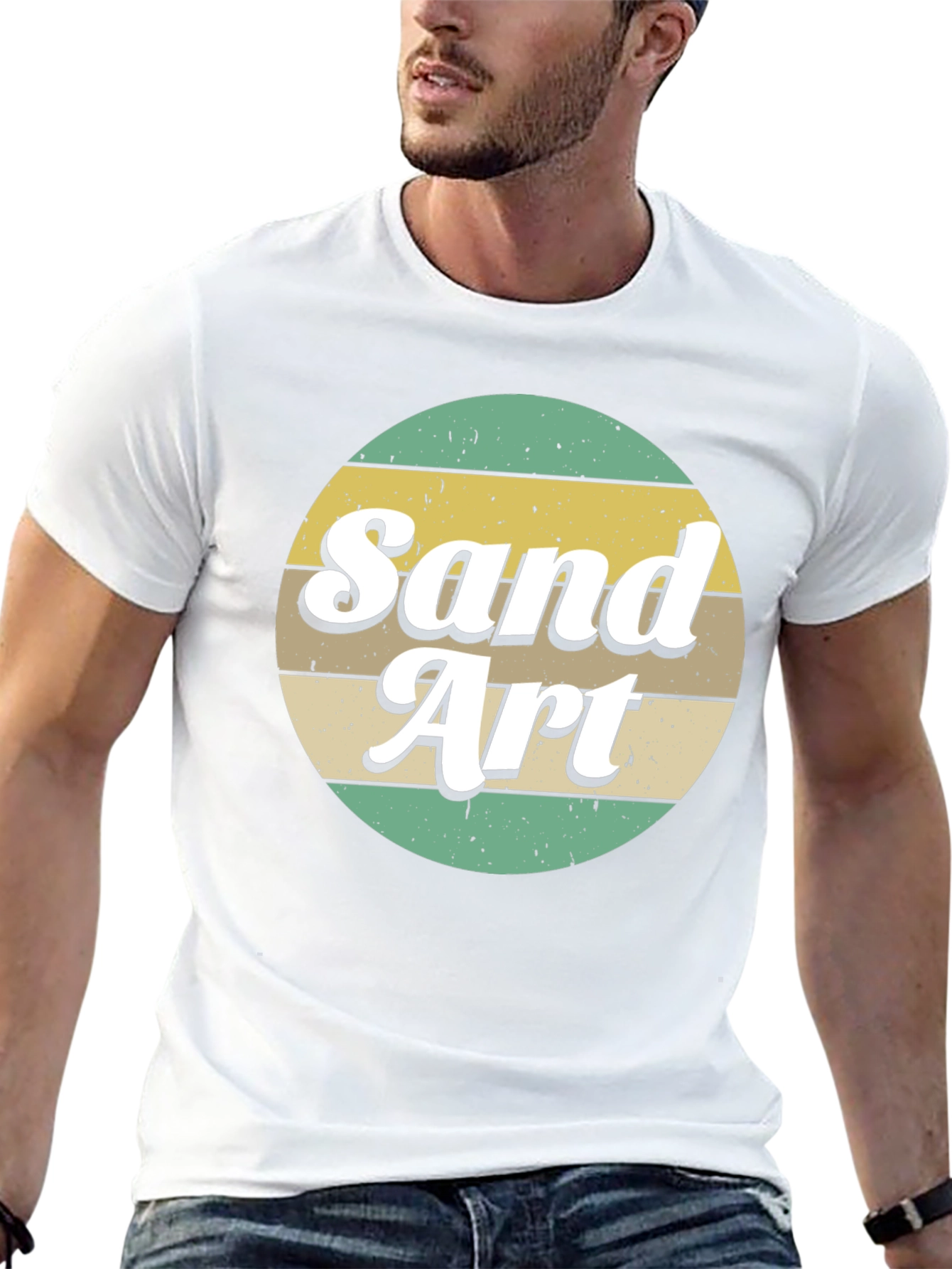 Retro Sand Art Graphic T-Shirt - Black