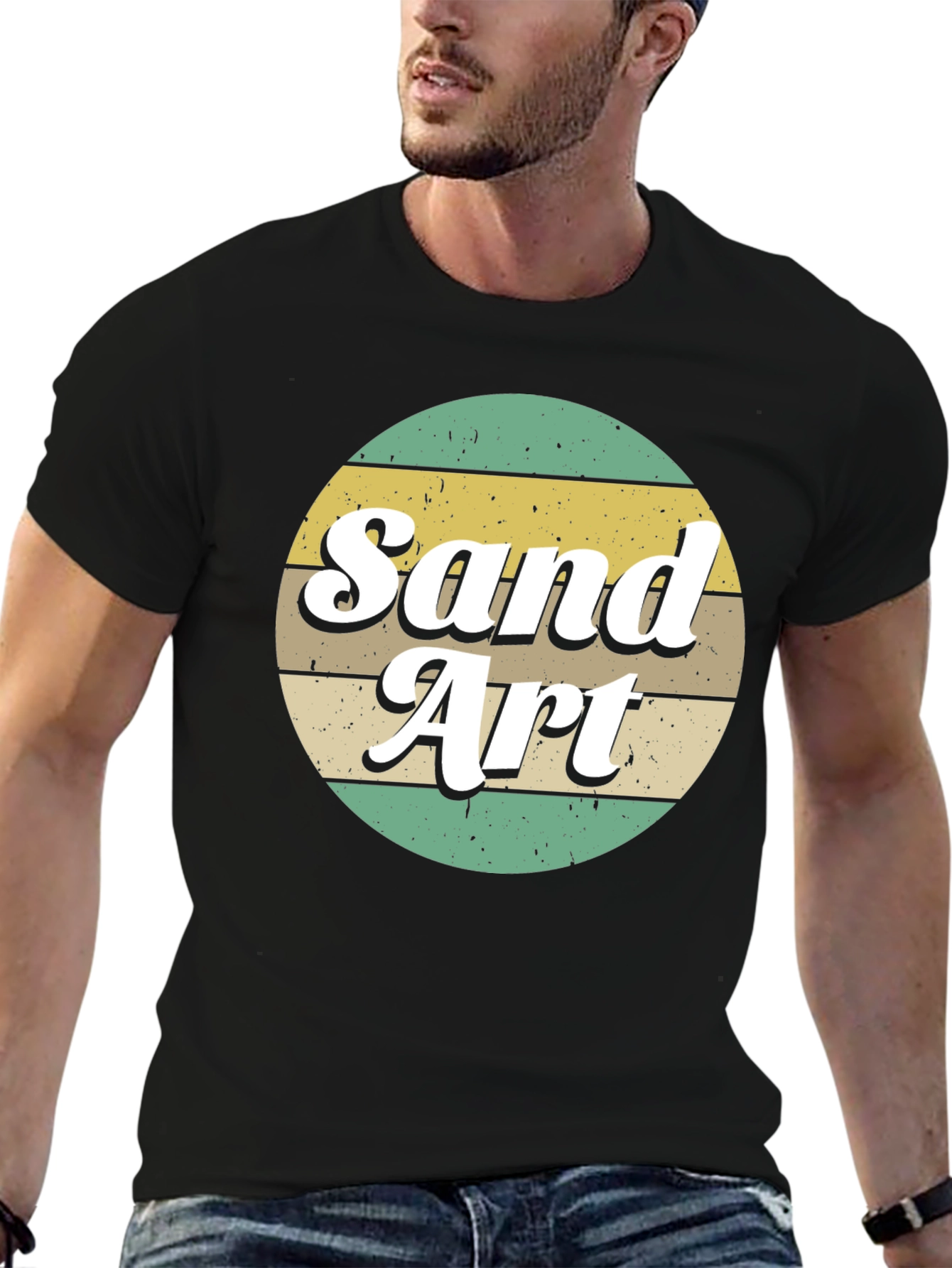 Retro Sand Art Graphic T-Shirt - Black