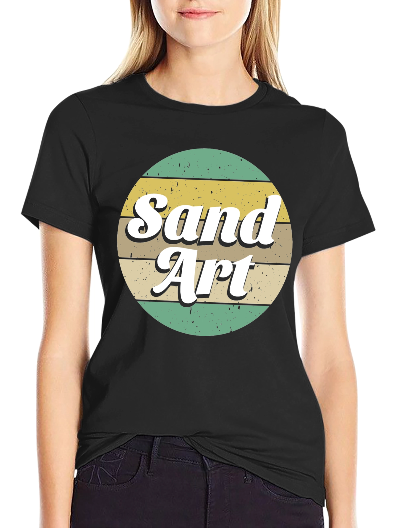 Retro Sand Art Graphic T-Shirt - Black