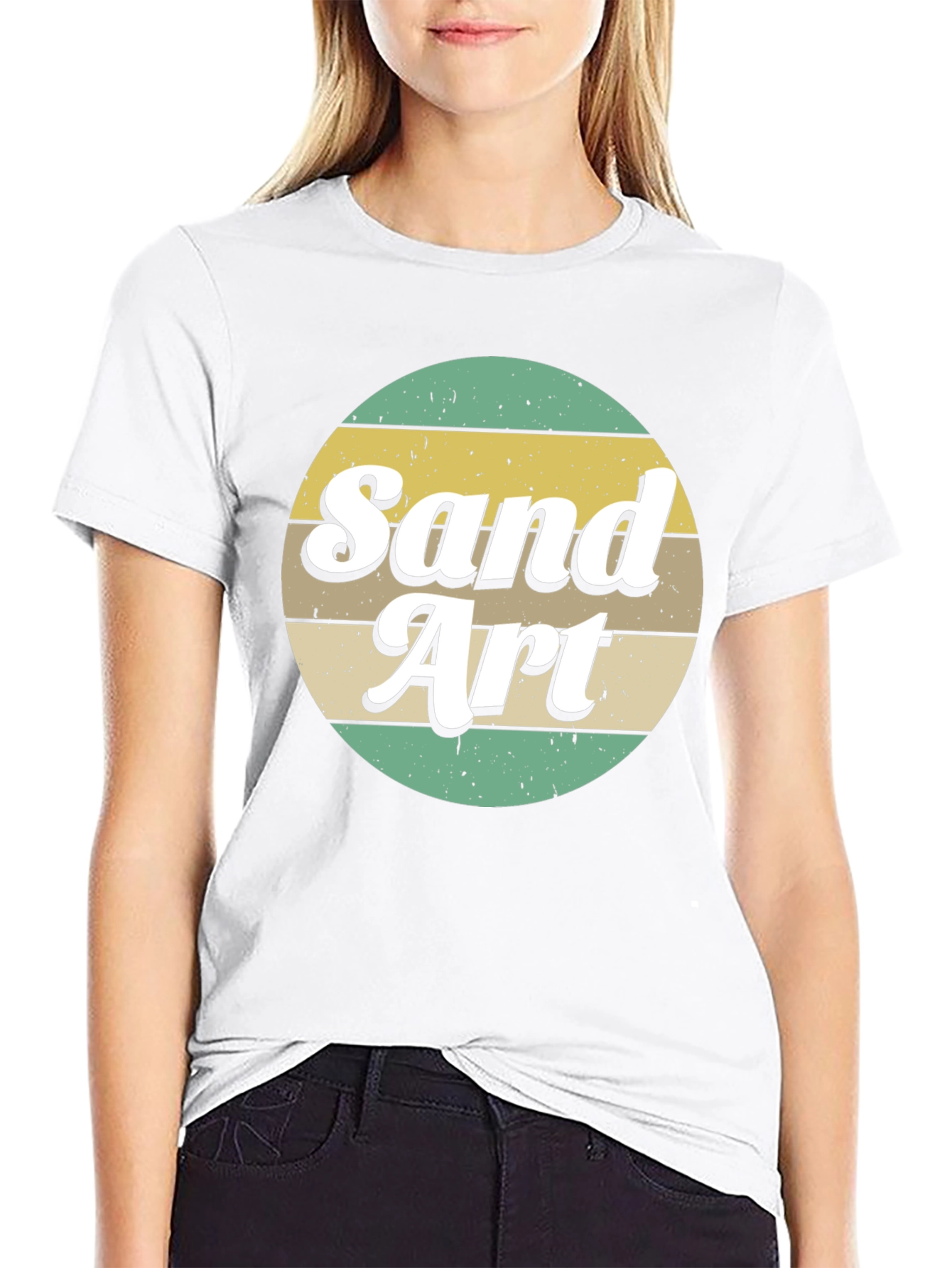 Retro Sand Art Graphic T-Shirt - Black