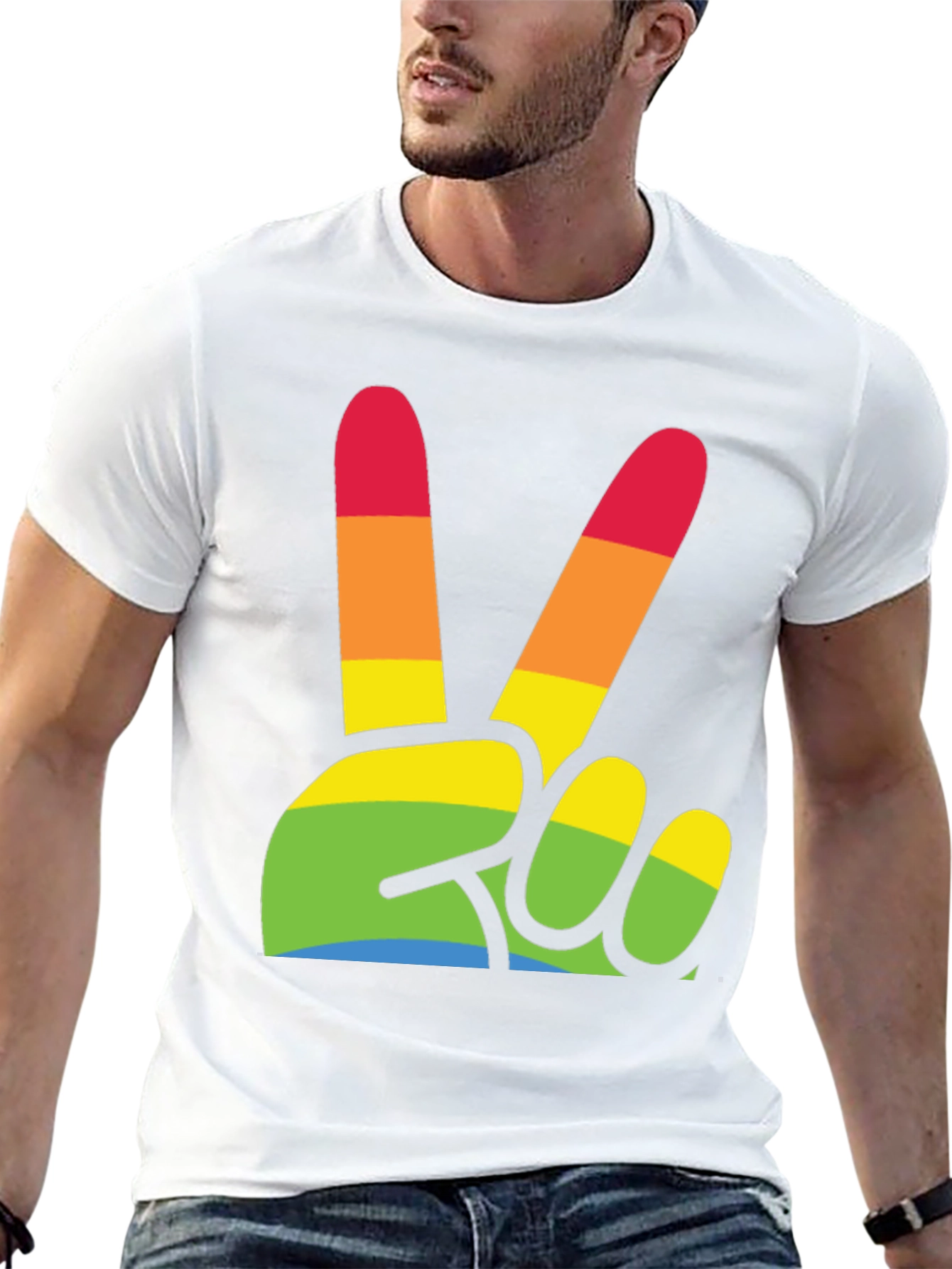 Rainbow Peace Sign Graphic T-Shirt