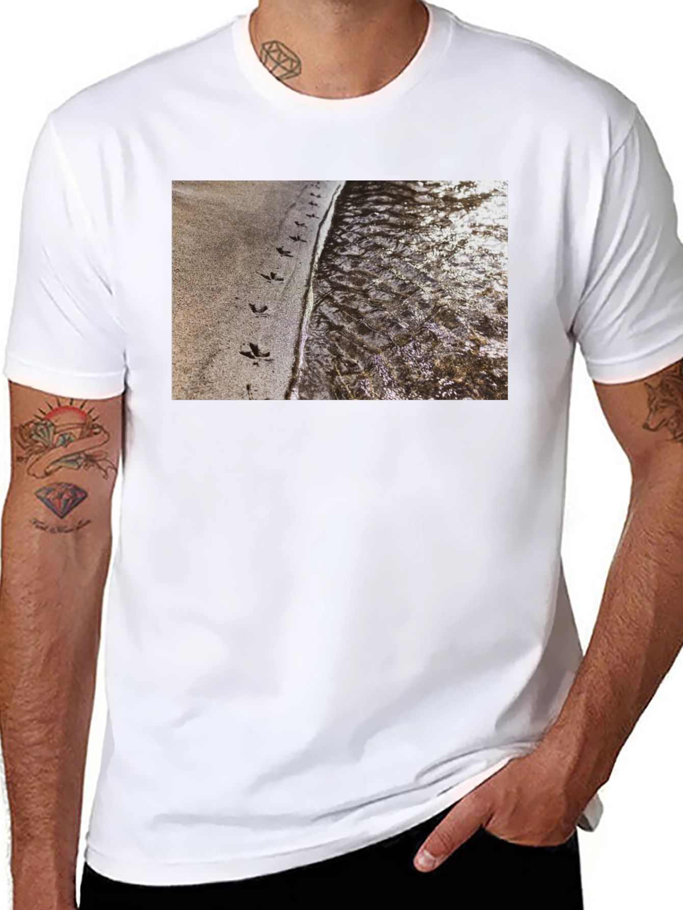 Nature Print Black T-Shirt