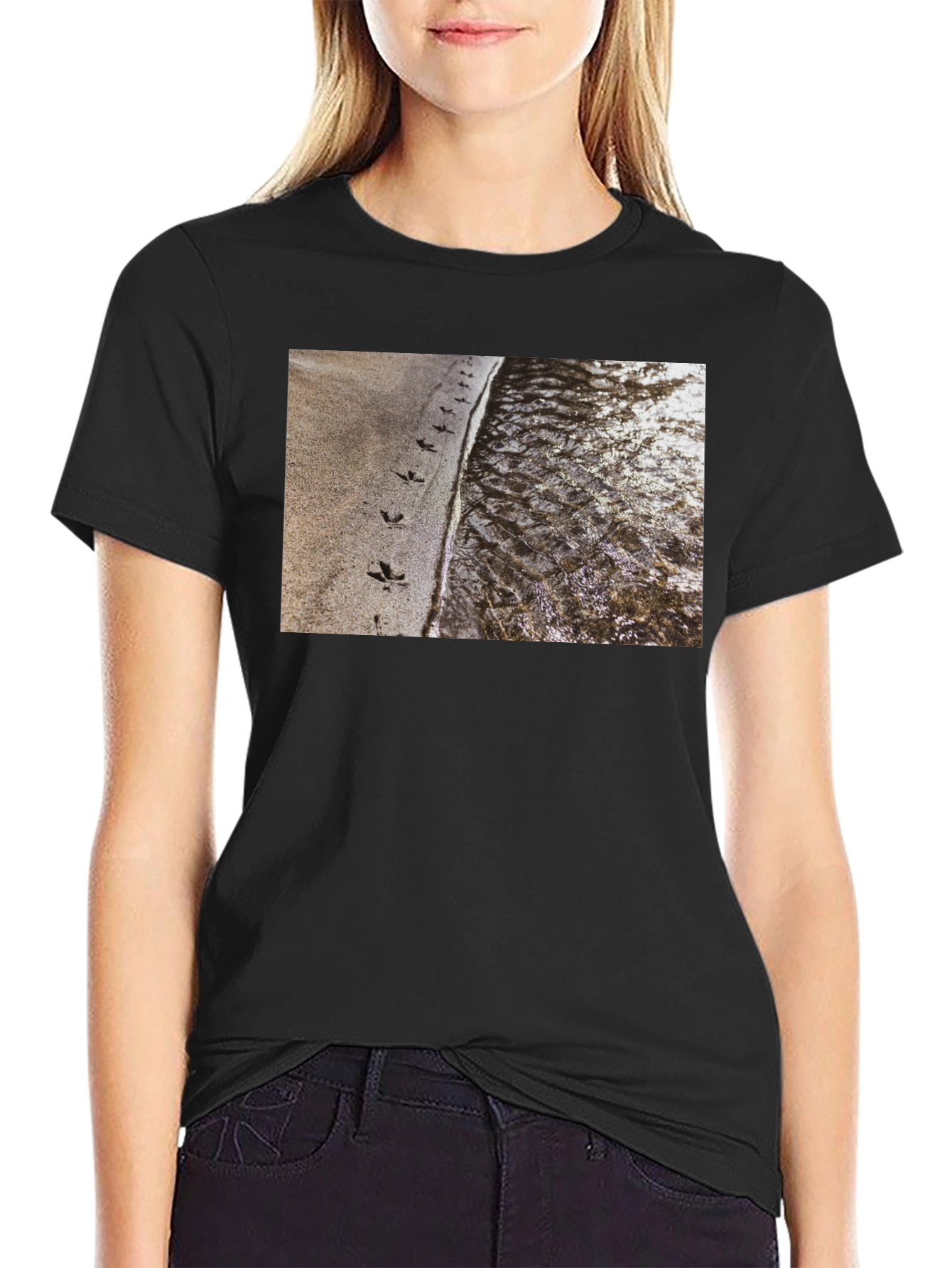 Nature Print Black T-Shirt