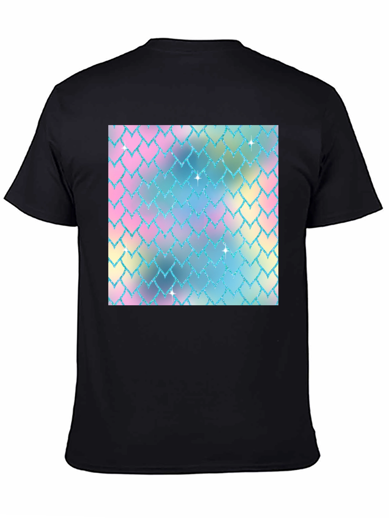 Pastel Scale Print Black T-Shirt