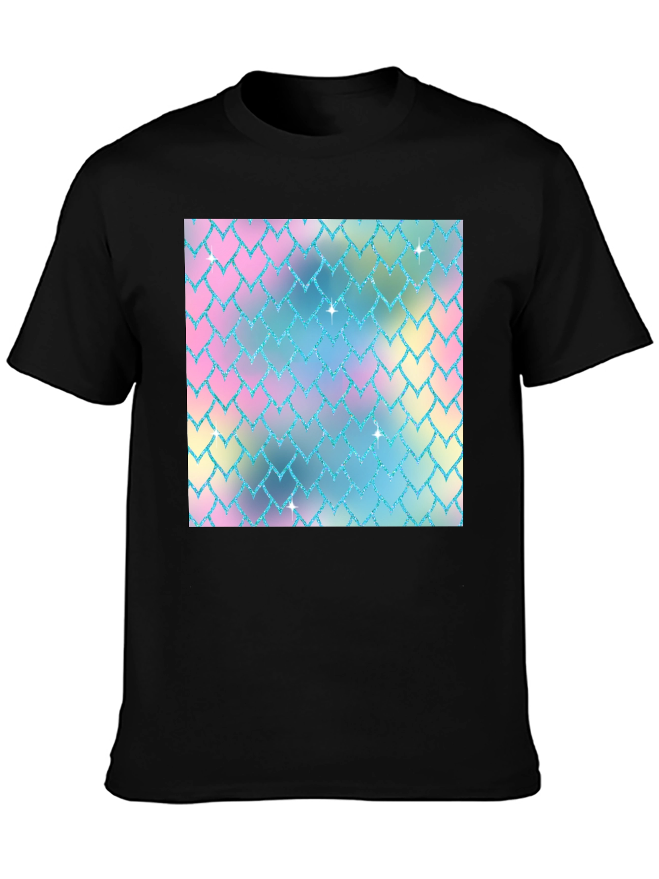 Pastel Scale Print Black T-Shirt