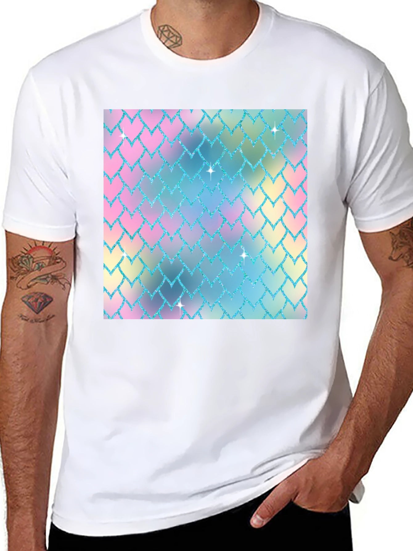 Pastel Scale Print Black T-Shirt