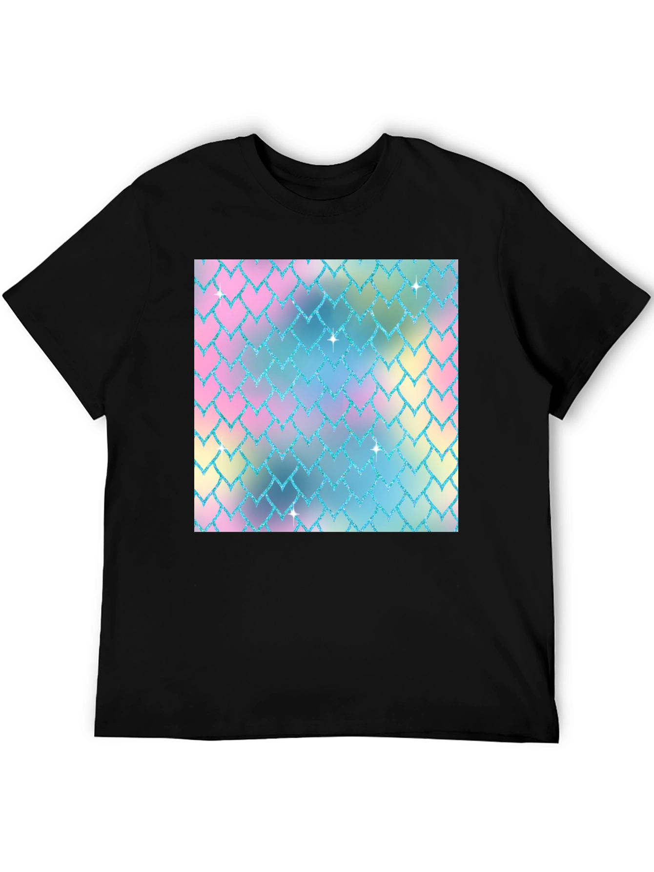 Pastel Scale Print Black T-Shirt