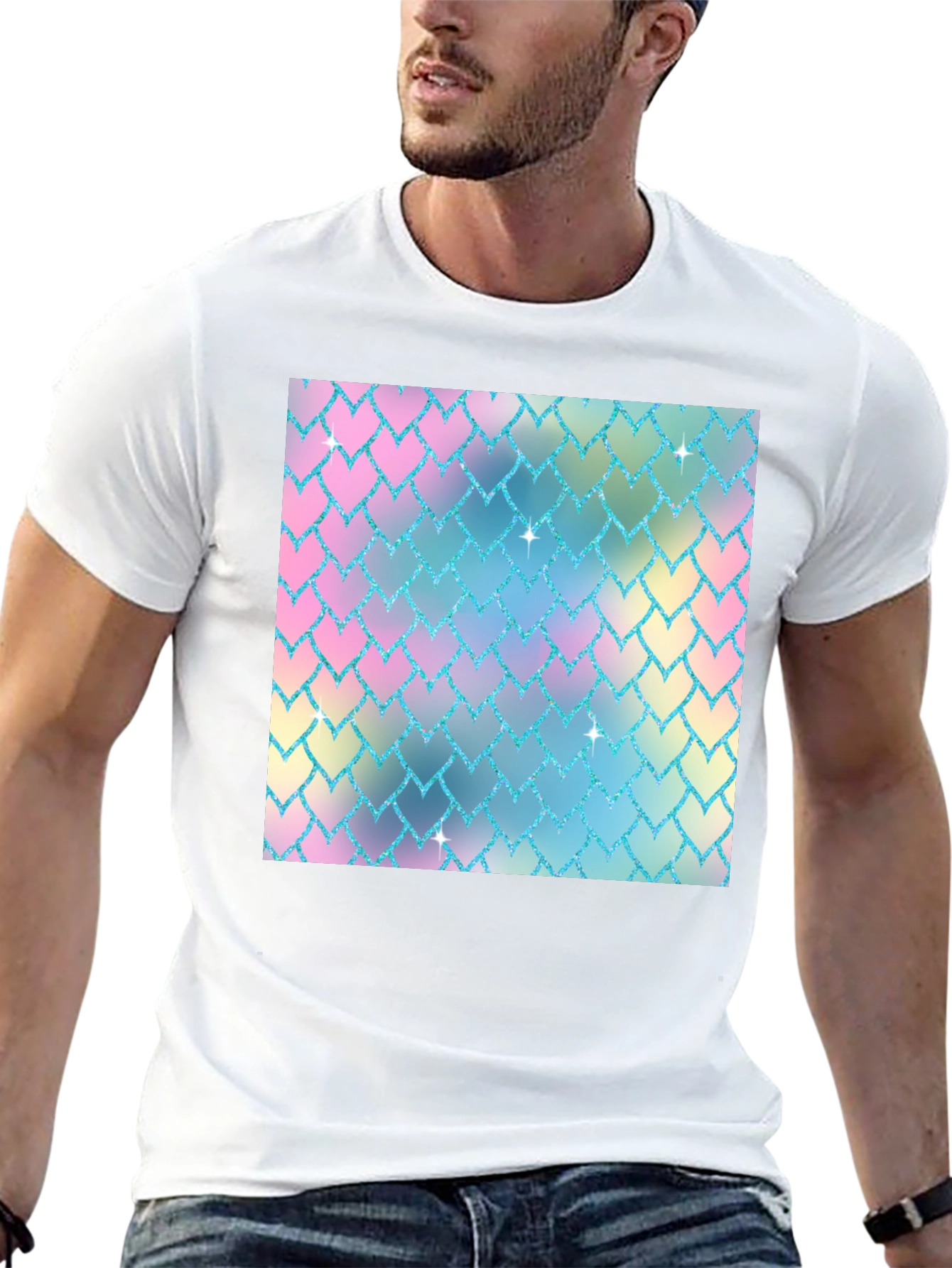Pastel Scale Print Black T-Shirt