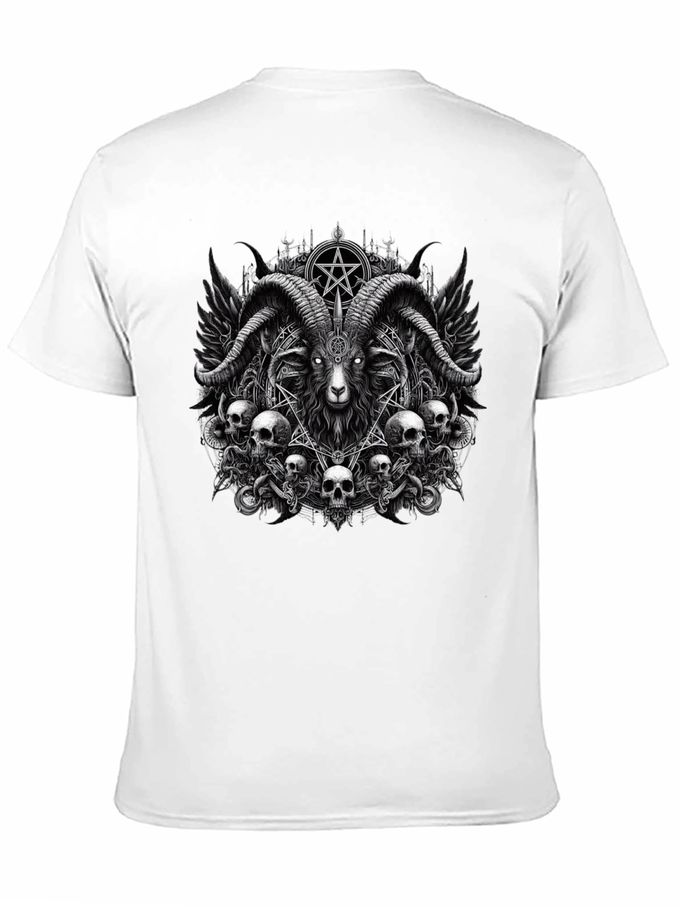 Baphomet Skull Graphic Tee - Dark Satanic Design