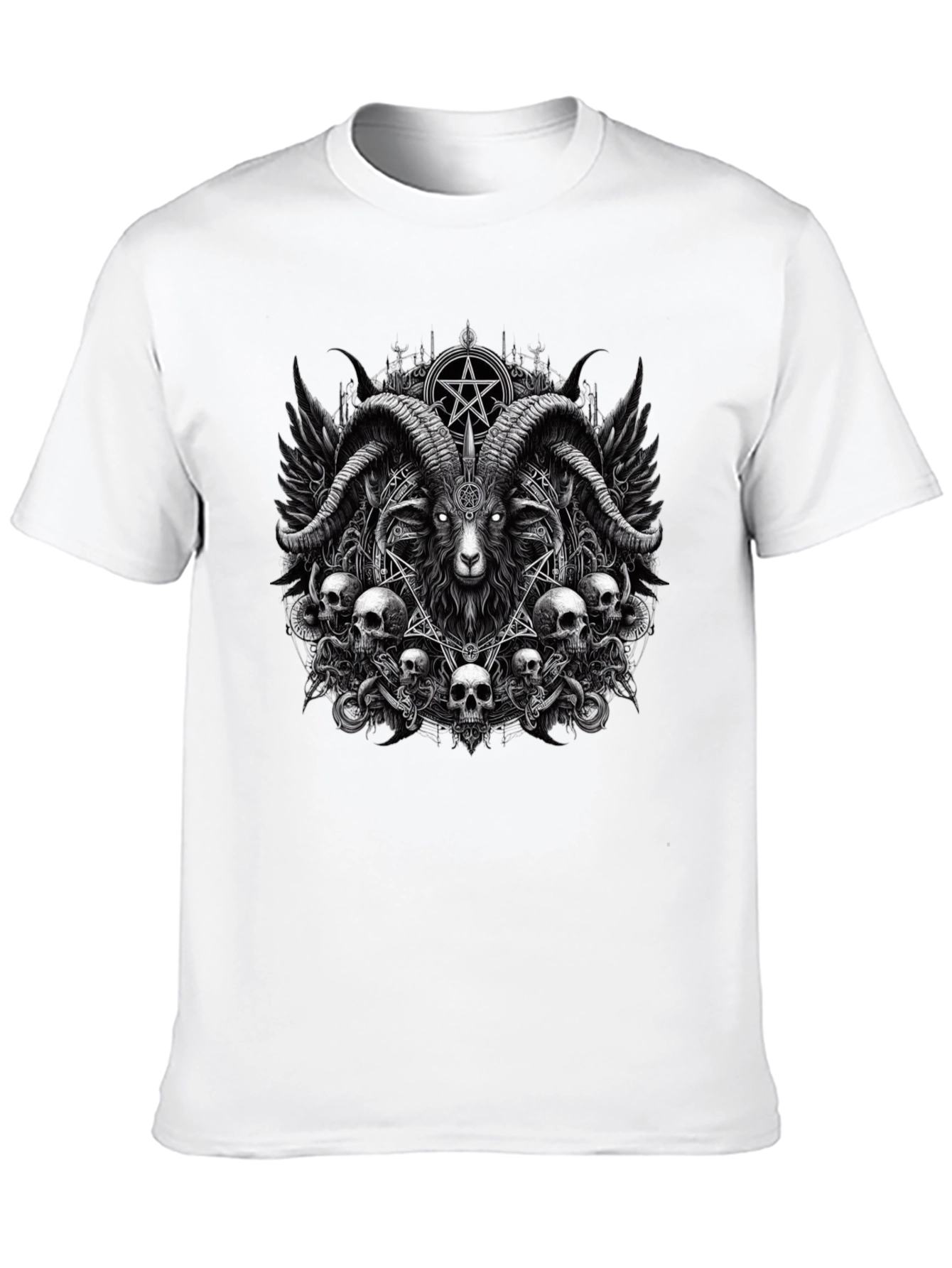 Baphomet Skull Graphic Tee - Dark Satanic Design