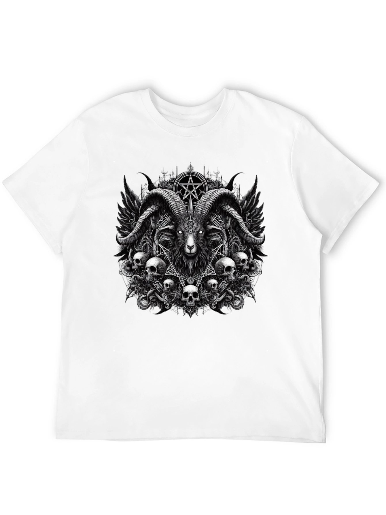 Baphomet Skull Graphic Tee - Dark Satanic Design