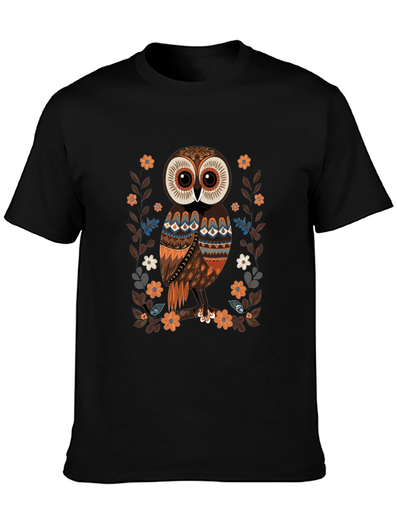 Owl Graphic Print Mens Black T-Shirt