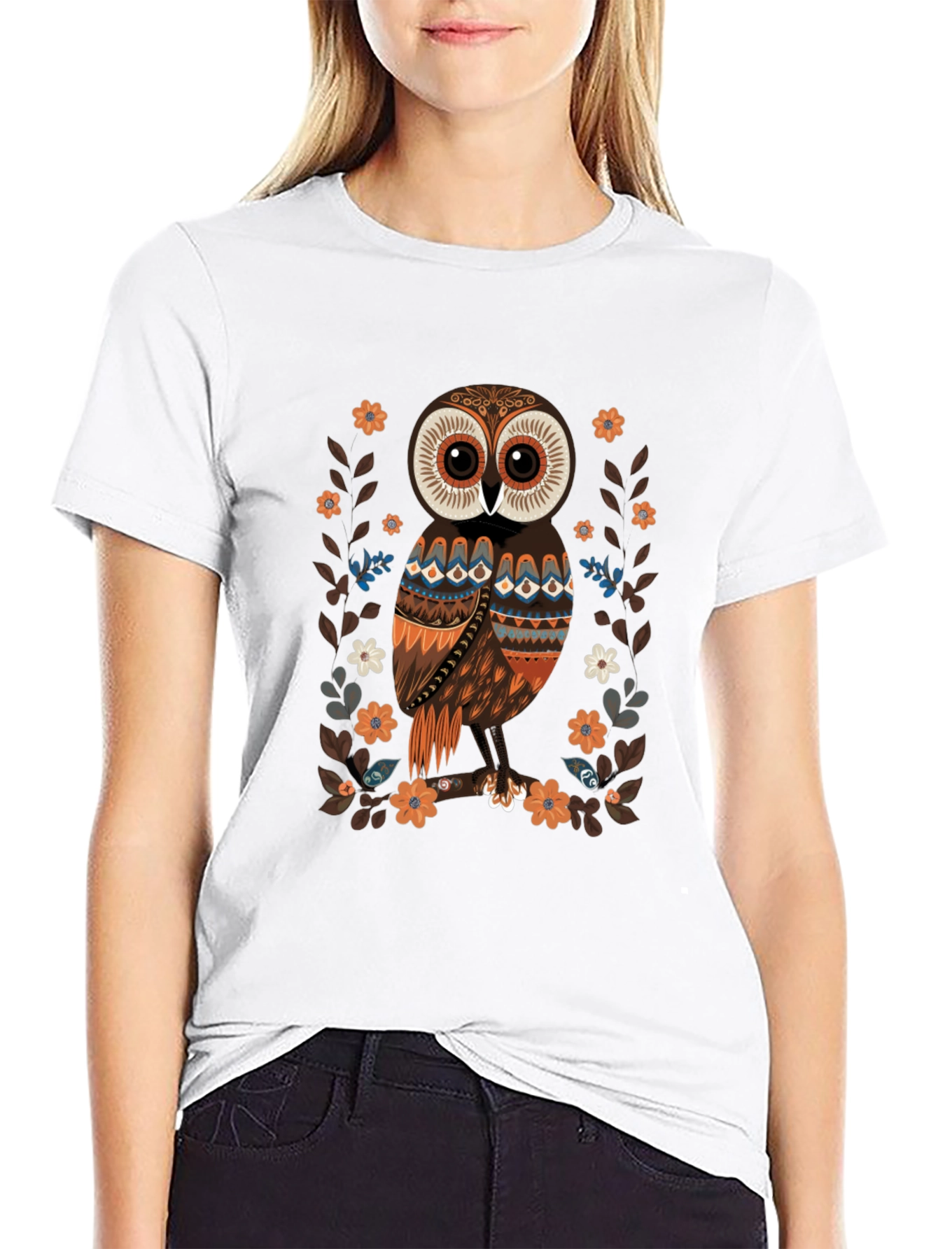 Owl Graphic Print Mens Black T-Shirt