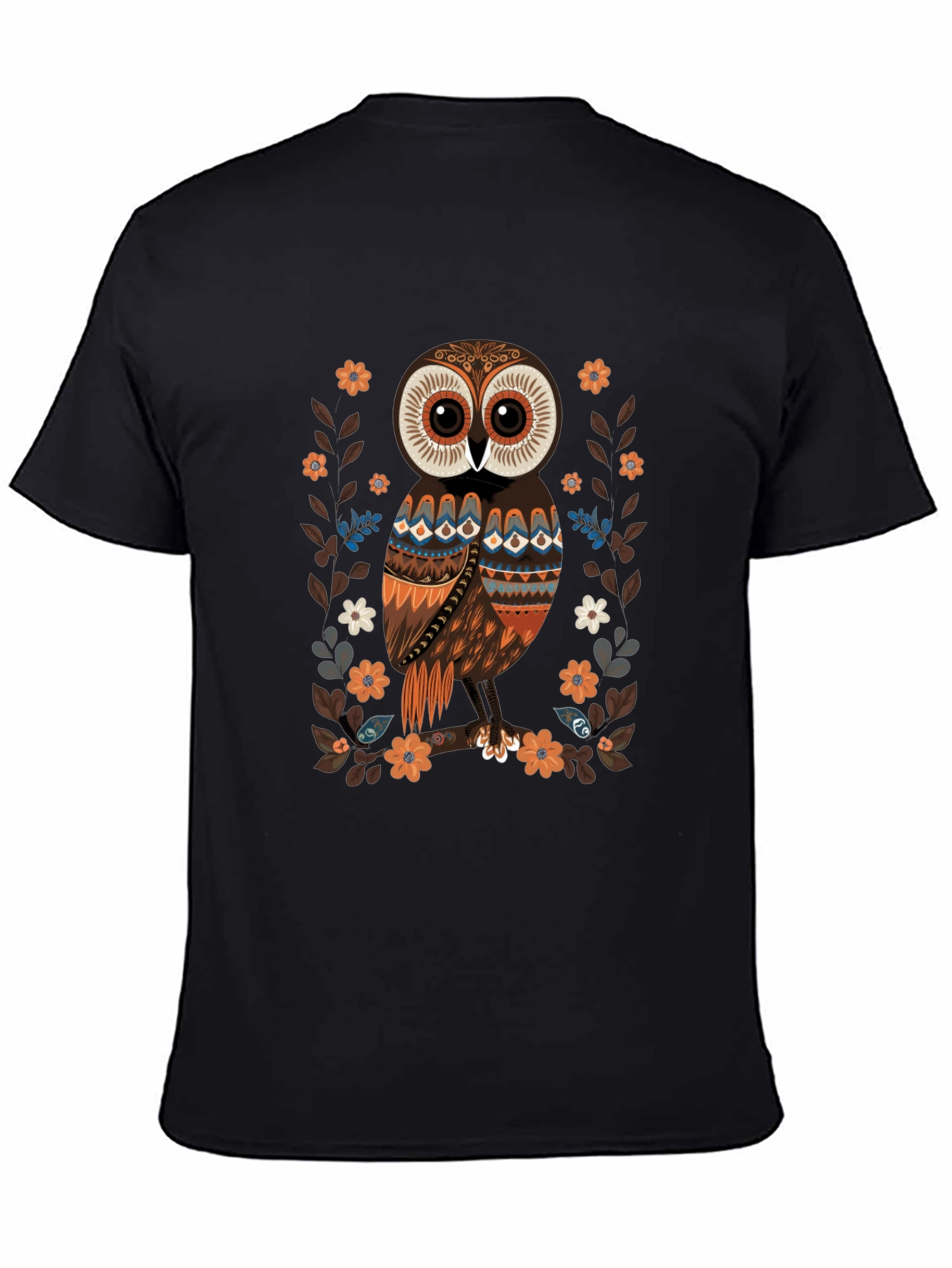 Owl Graphic Print Mens Black T-Shirt
