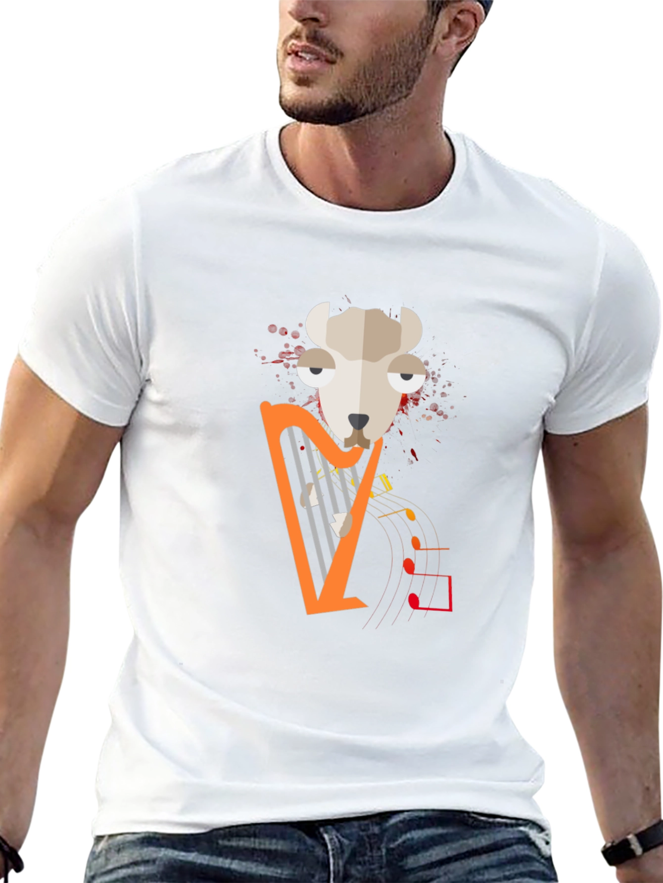 Stylish Graphic Tee - Sheep Harp Design
