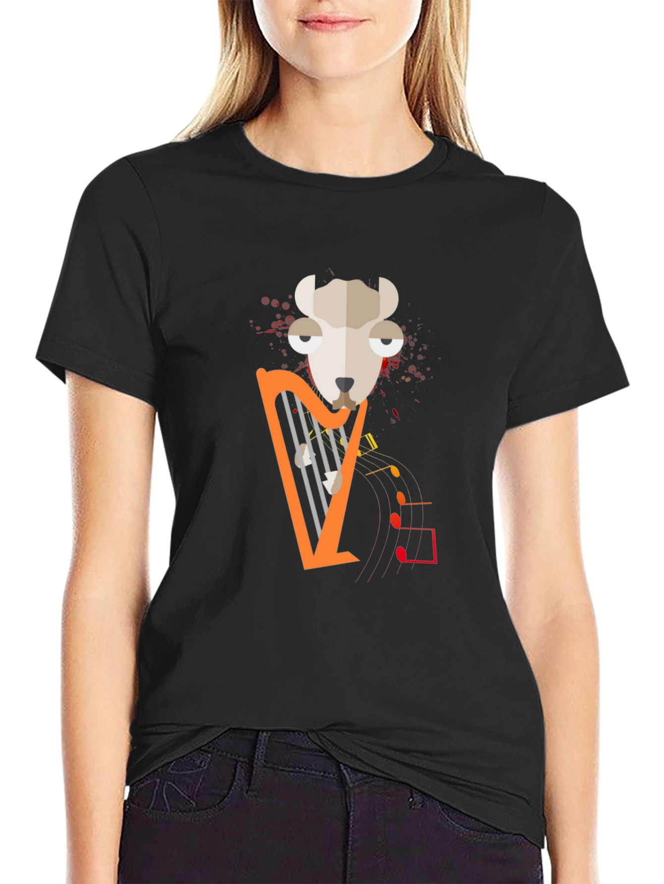 Stylish Graphic Tee - Sheep Harp Design