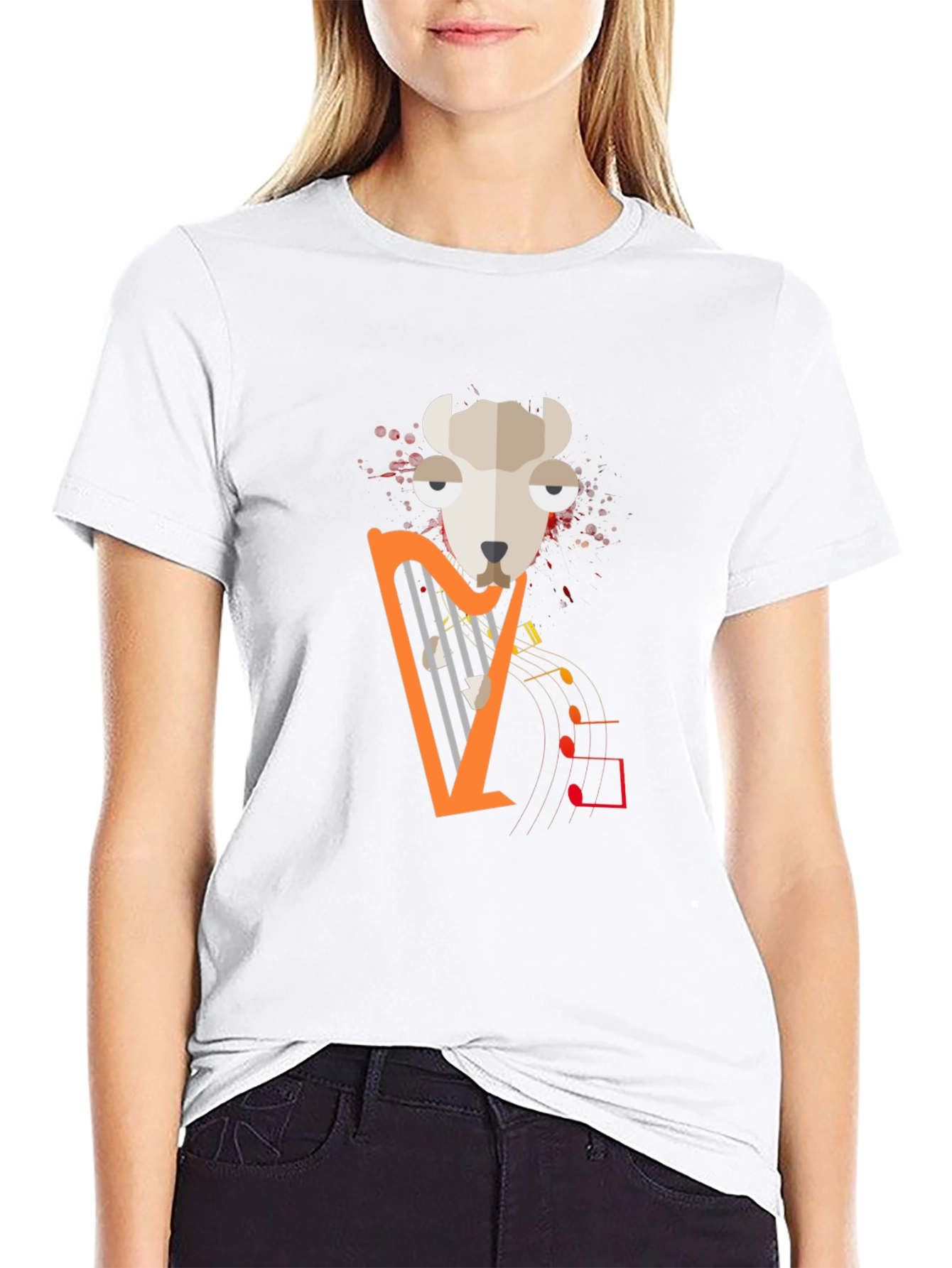 Stylish Graphic Tee - Sheep Harp Design
