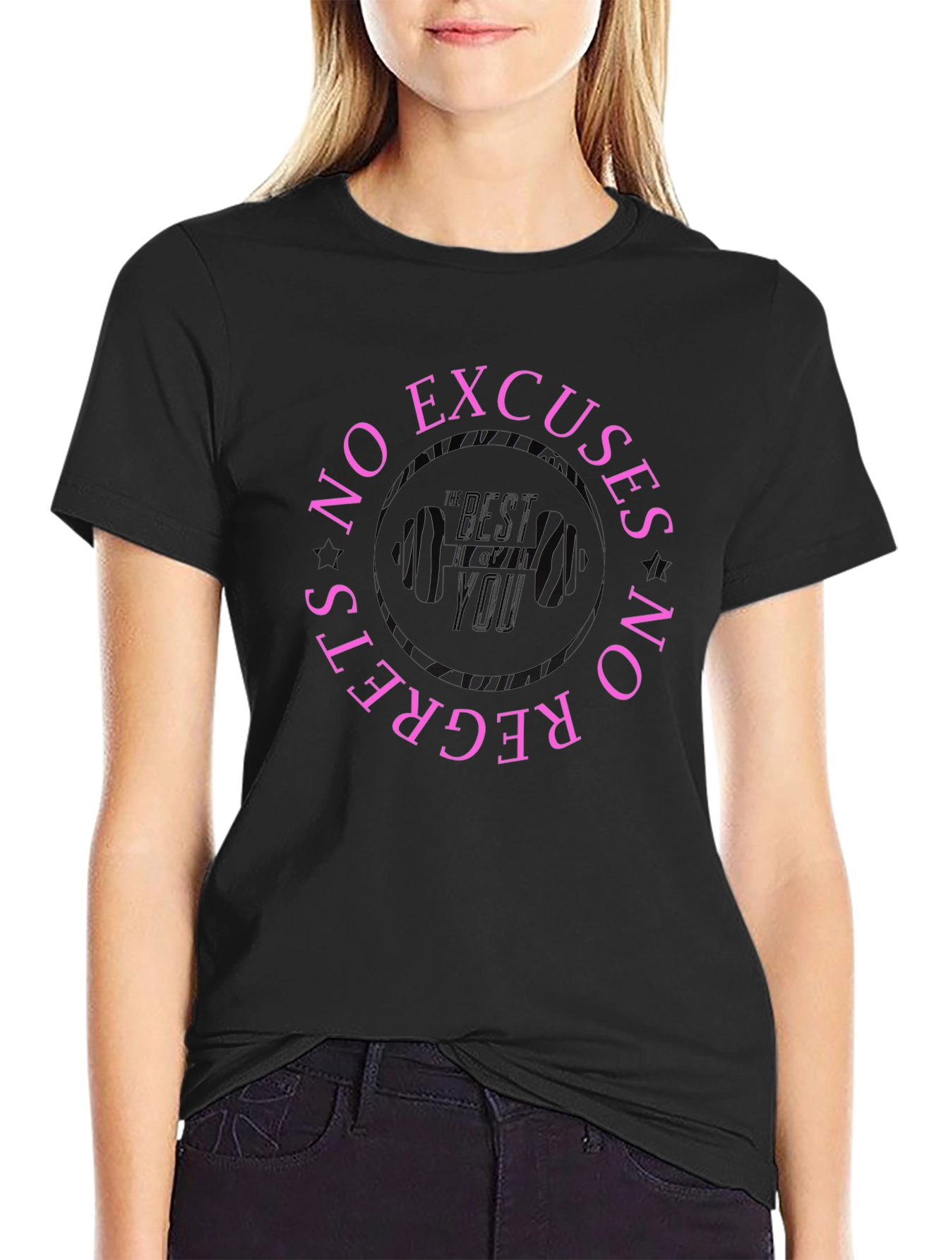 No Excuses No Regrets Black Graphic Tee