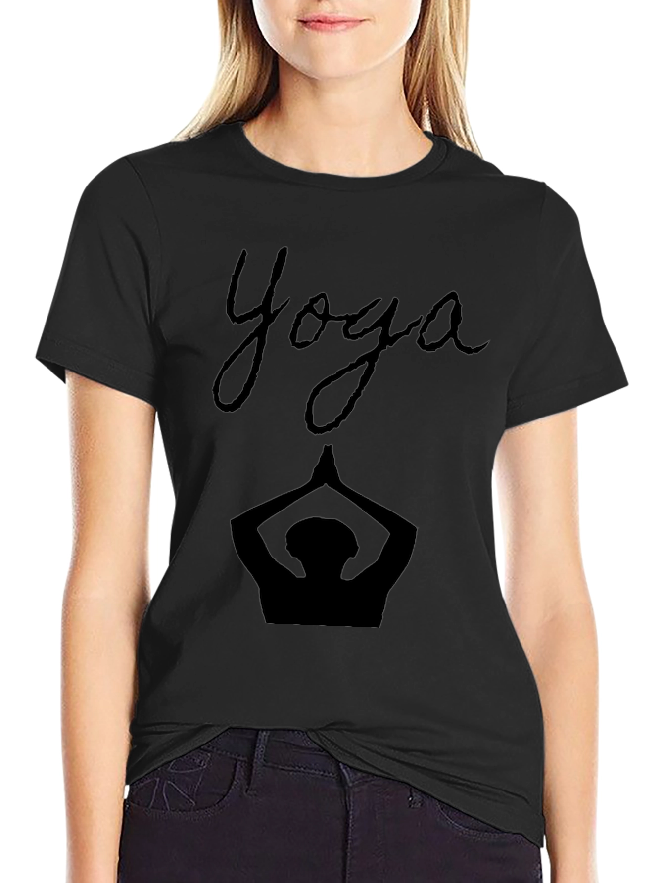 Yoga Silhouette Black T-Shirt