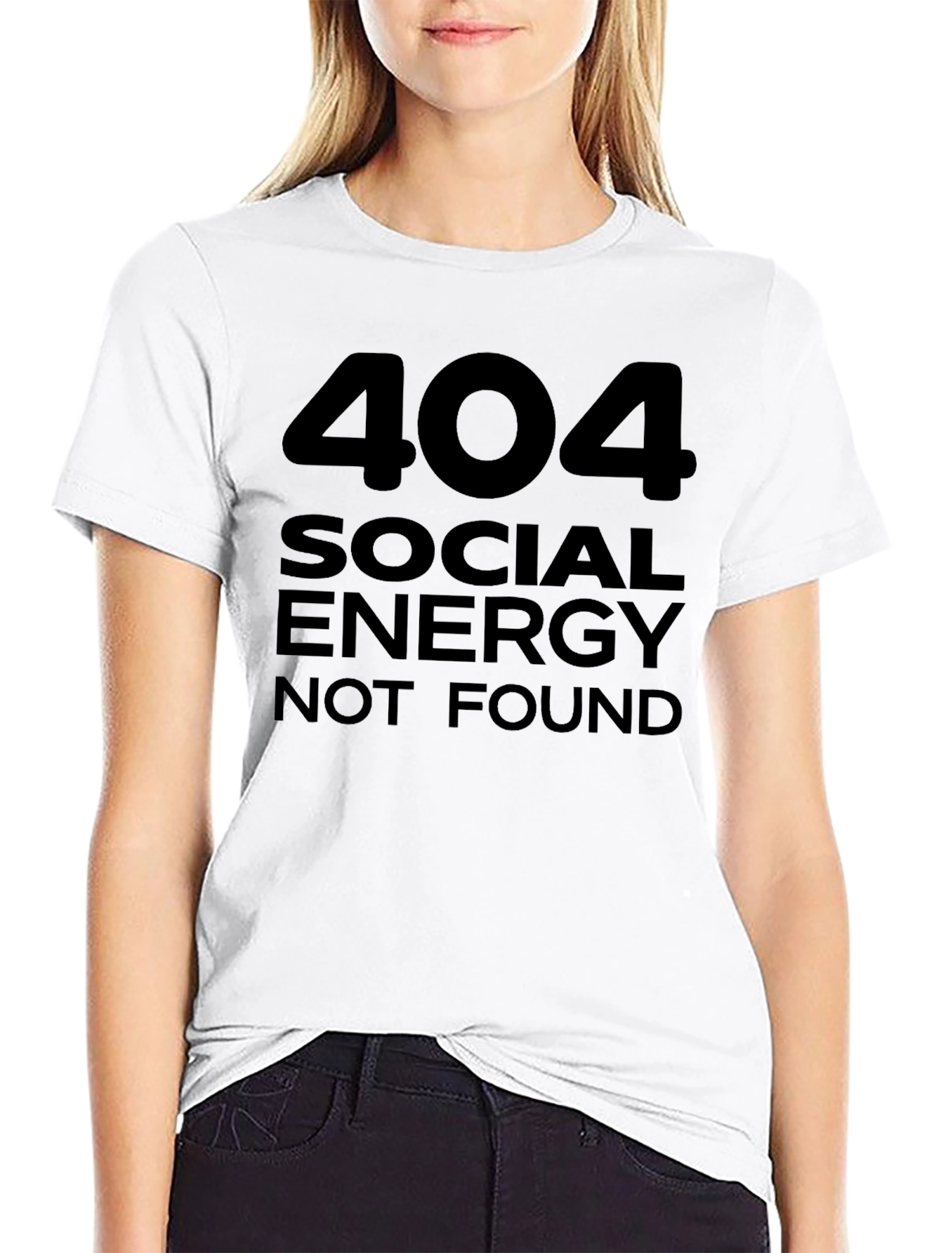 404 Social Energy Not Found Funny T-Shirt