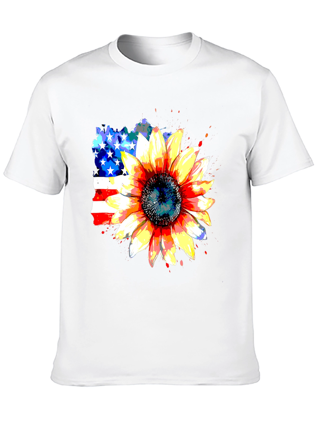 Sunflower & USA Flag Graphic Tee