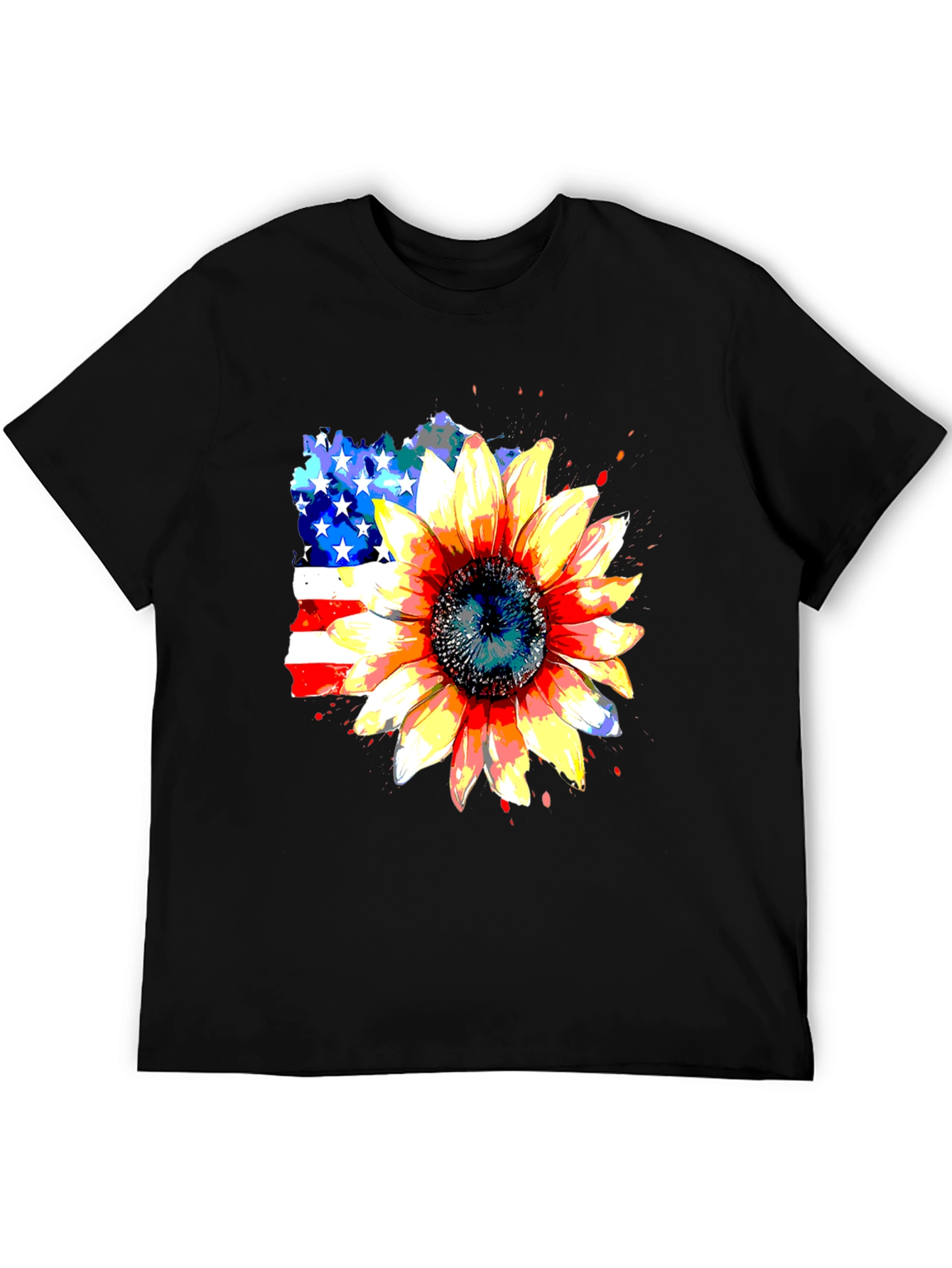 Sunflower & USA Flag Graphic Tee