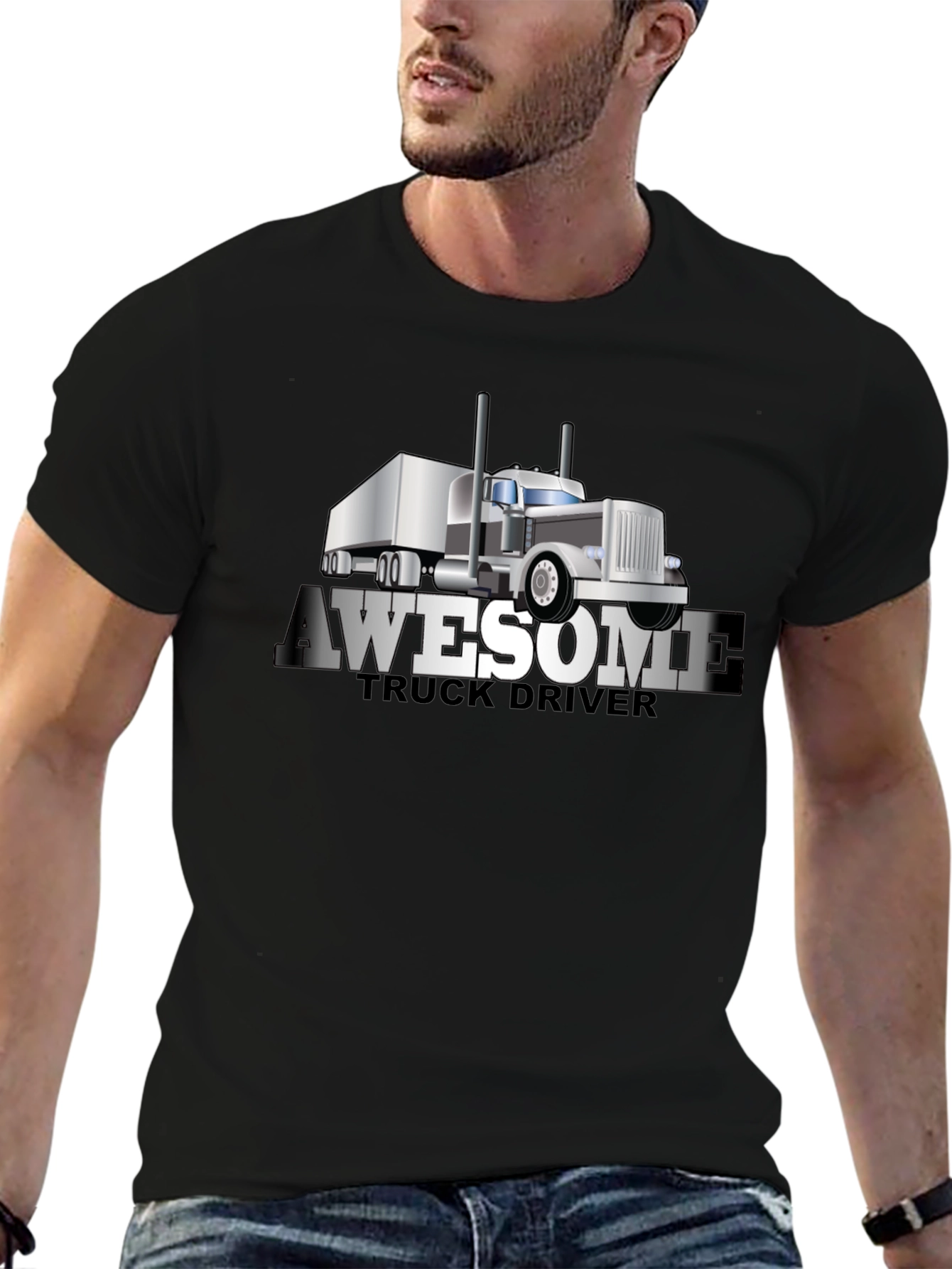 Awesome Truck Driver T-Shirt - Black