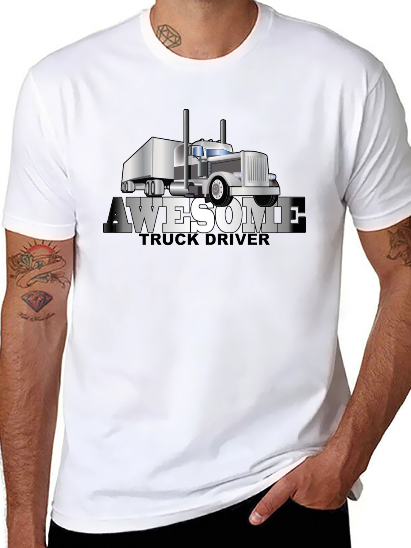 Awesome Truck Driver T-Shirt - Black