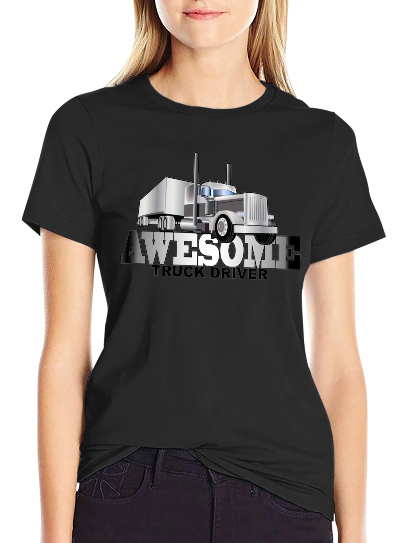 Awesome Truck Driver T-Shirt - Black