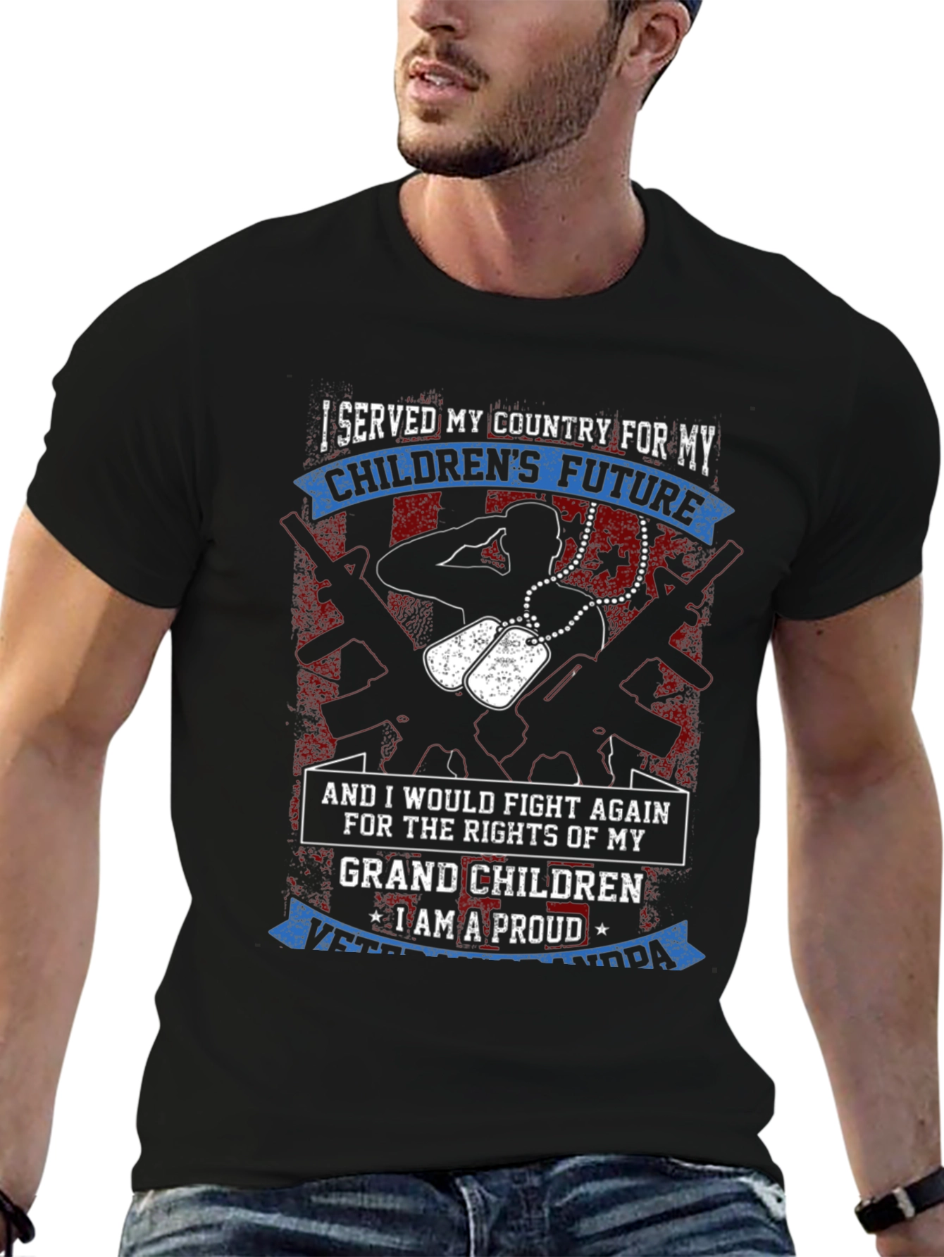 Proud Veteran Grandpa Graphic T-Shirt