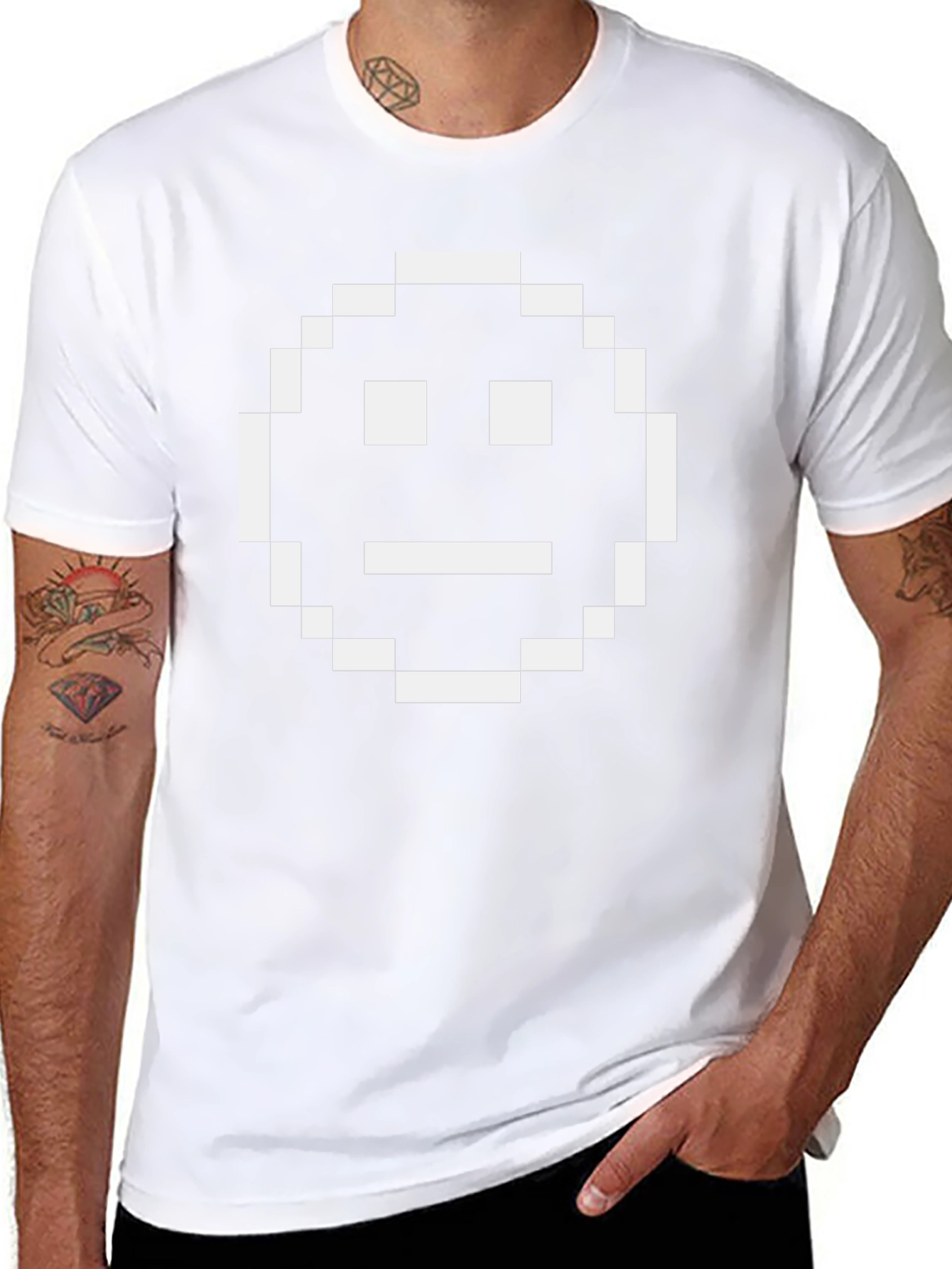 Pixel Smiley Face T-Shirt - Black Graphic Tee