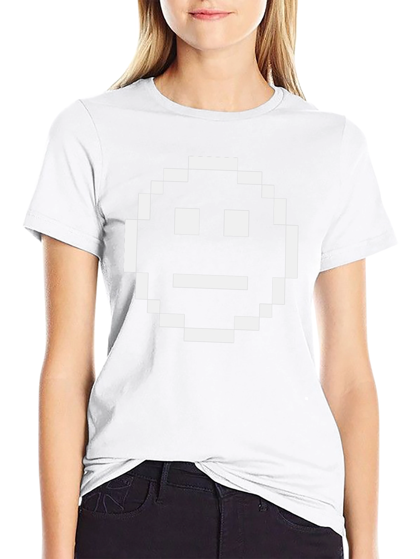 Pixel Smiley Face T-Shirt - Black Graphic Tee