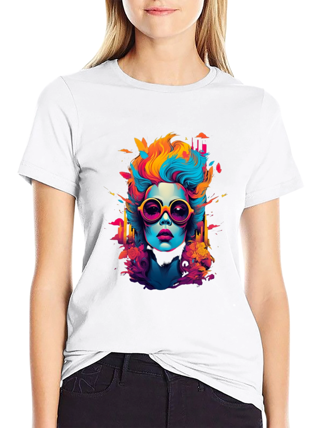 Pop Art Woman Graphic Tee - Bold Style!