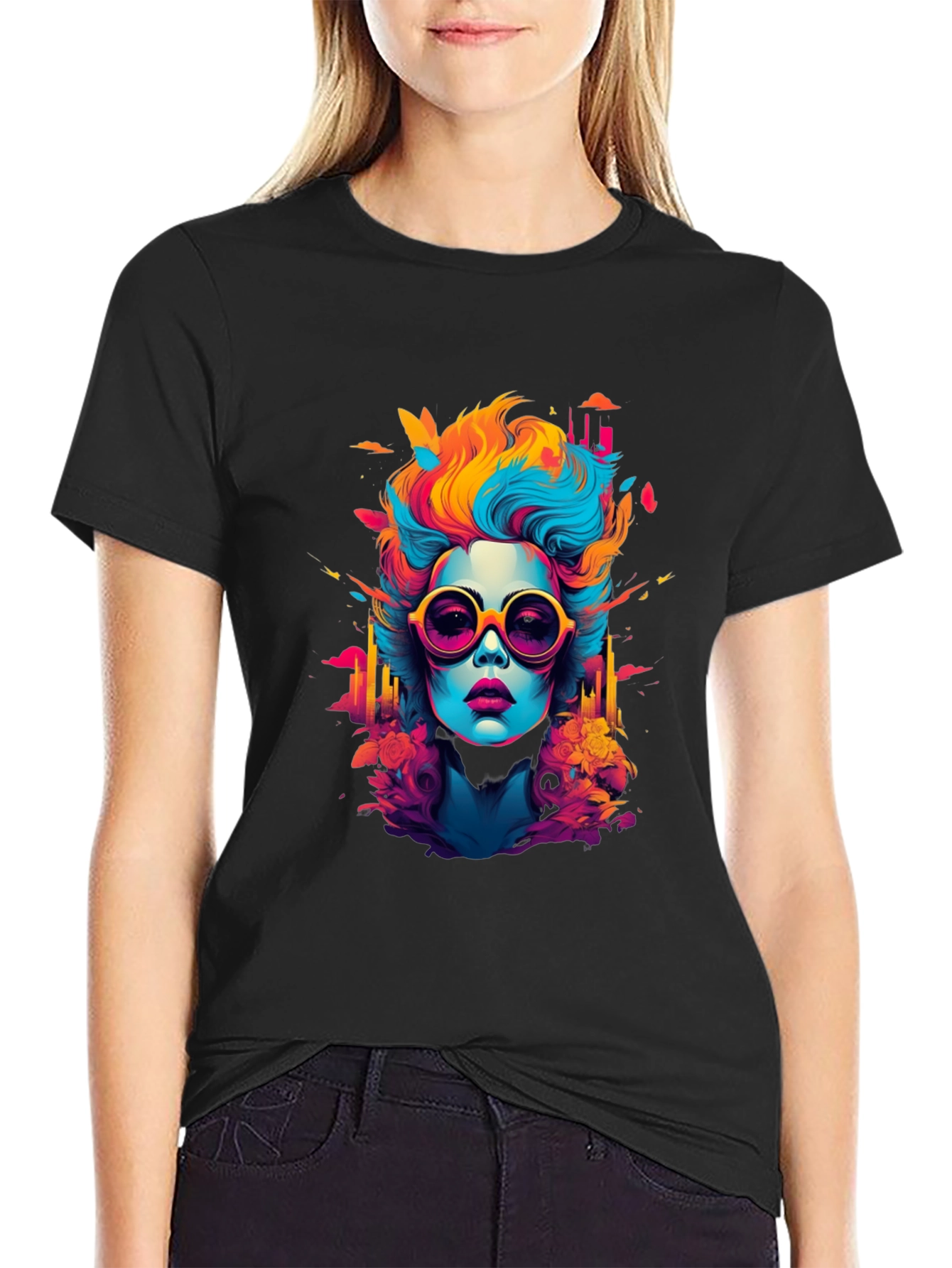 Pop Art Woman Graphic Tee - Bold Style!