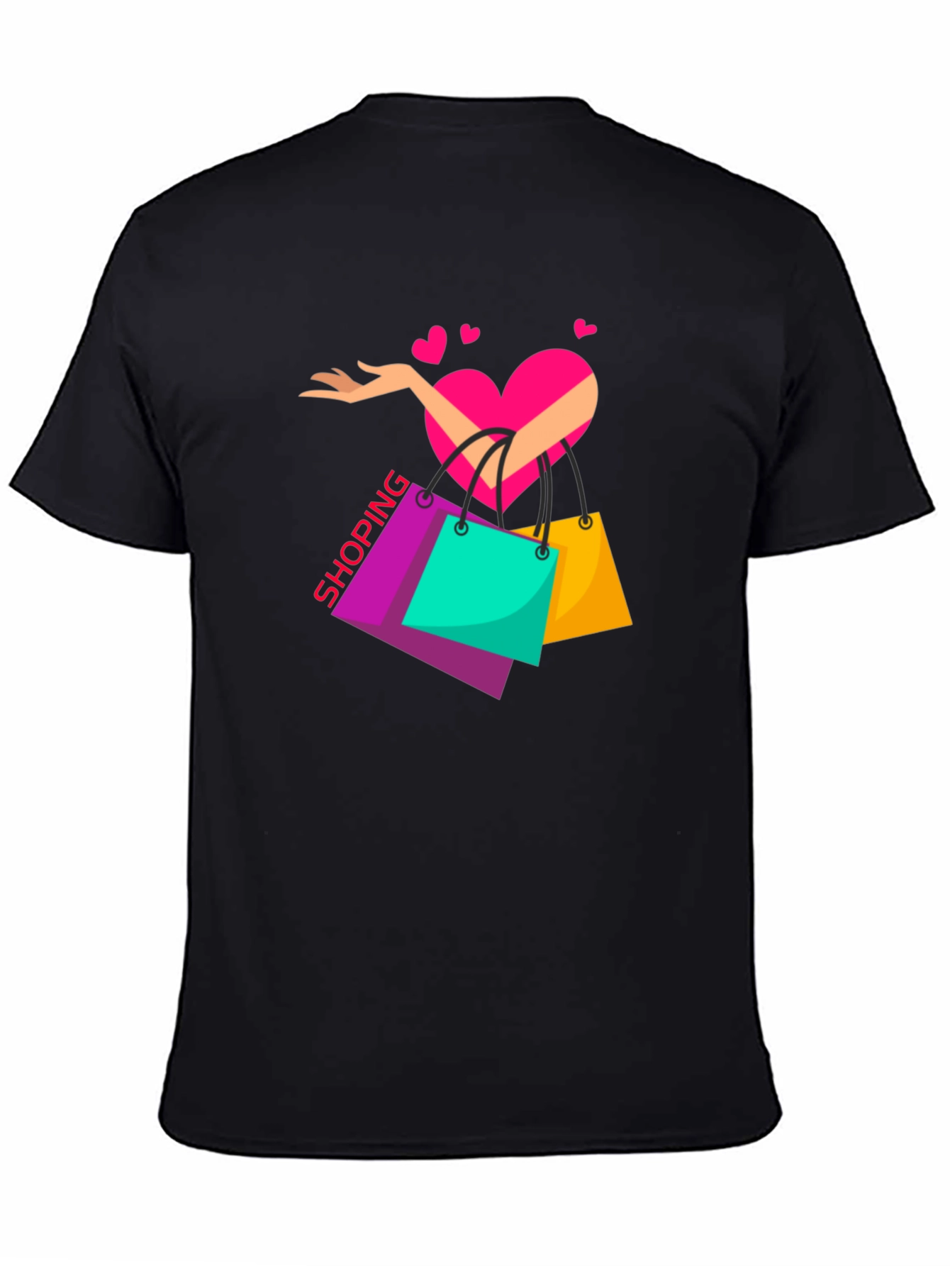 Shopping Lovers Black T-Shirt