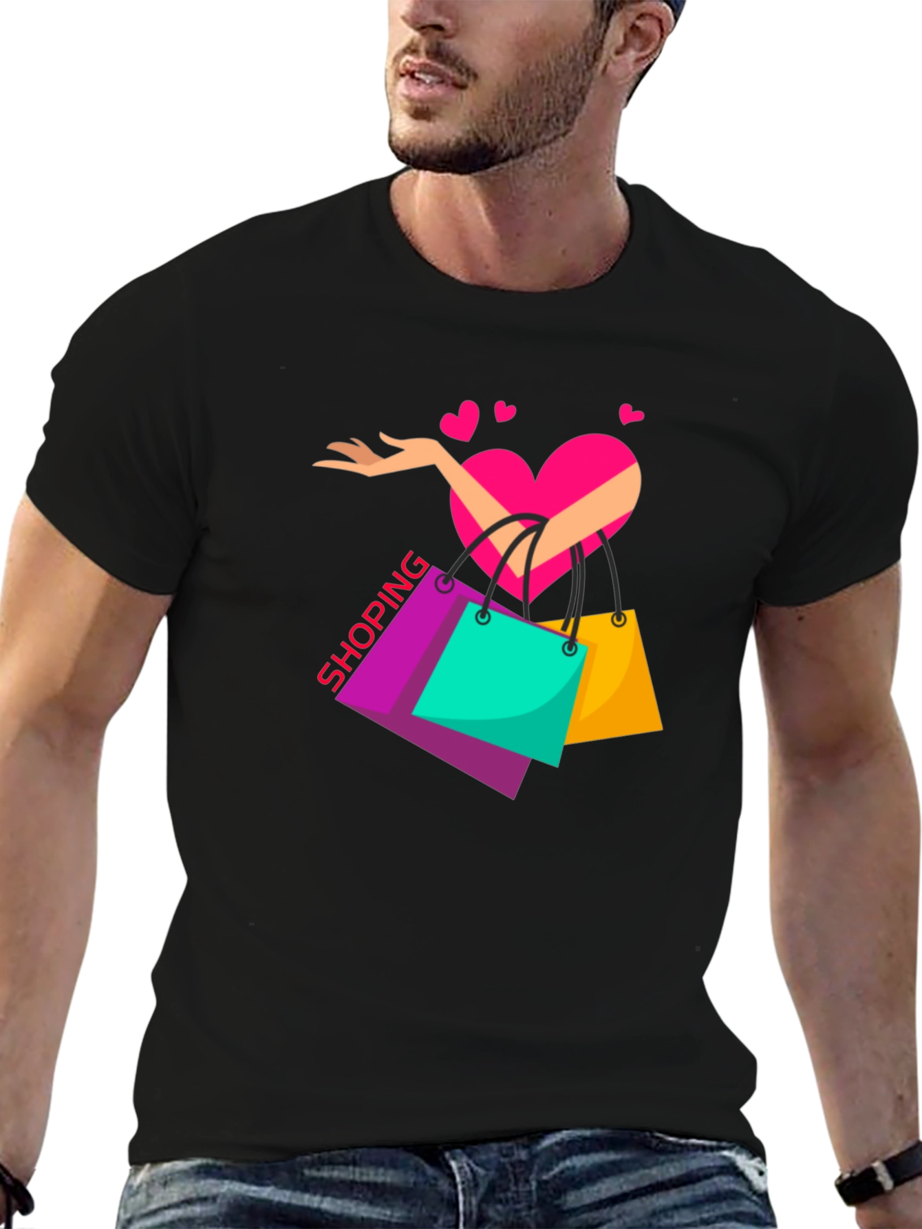 Shopping Lovers Black T-Shirt