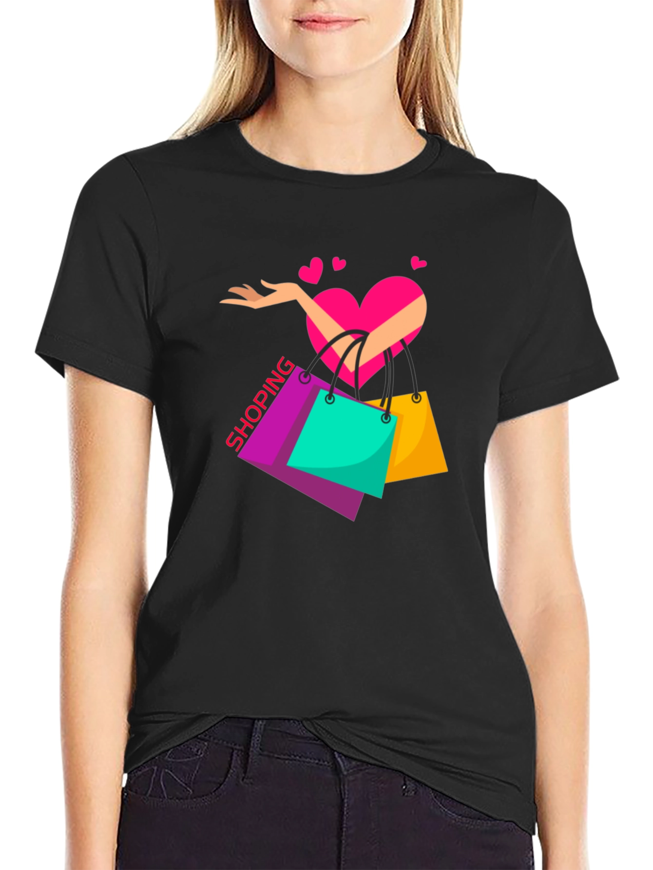 Shopping Lovers Black T-Shirt