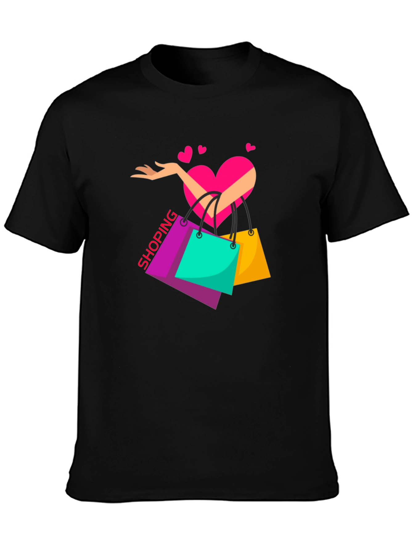 Shopping Lovers Black T-Shirt