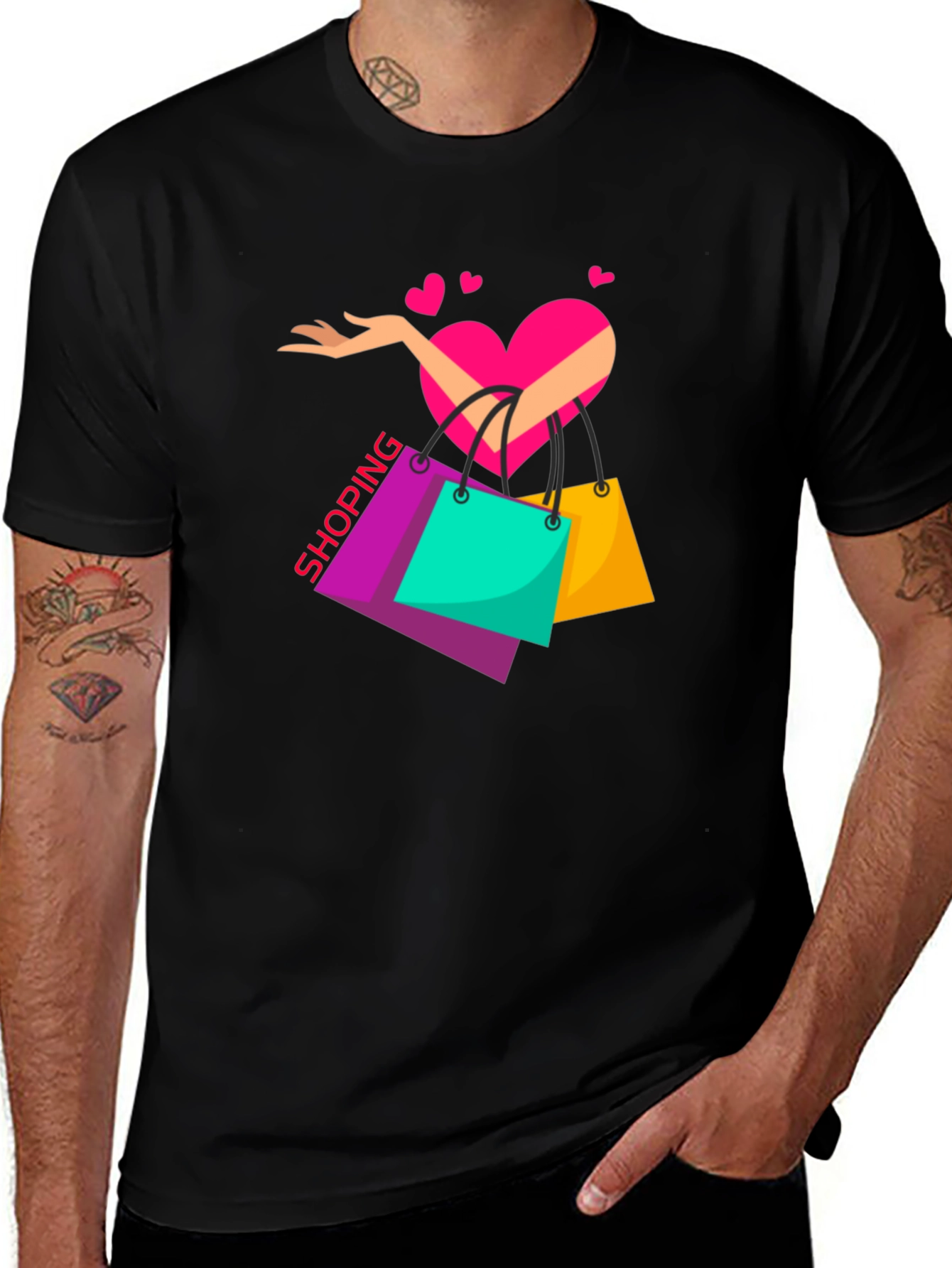 Shopping Lovers Black T-Shirt