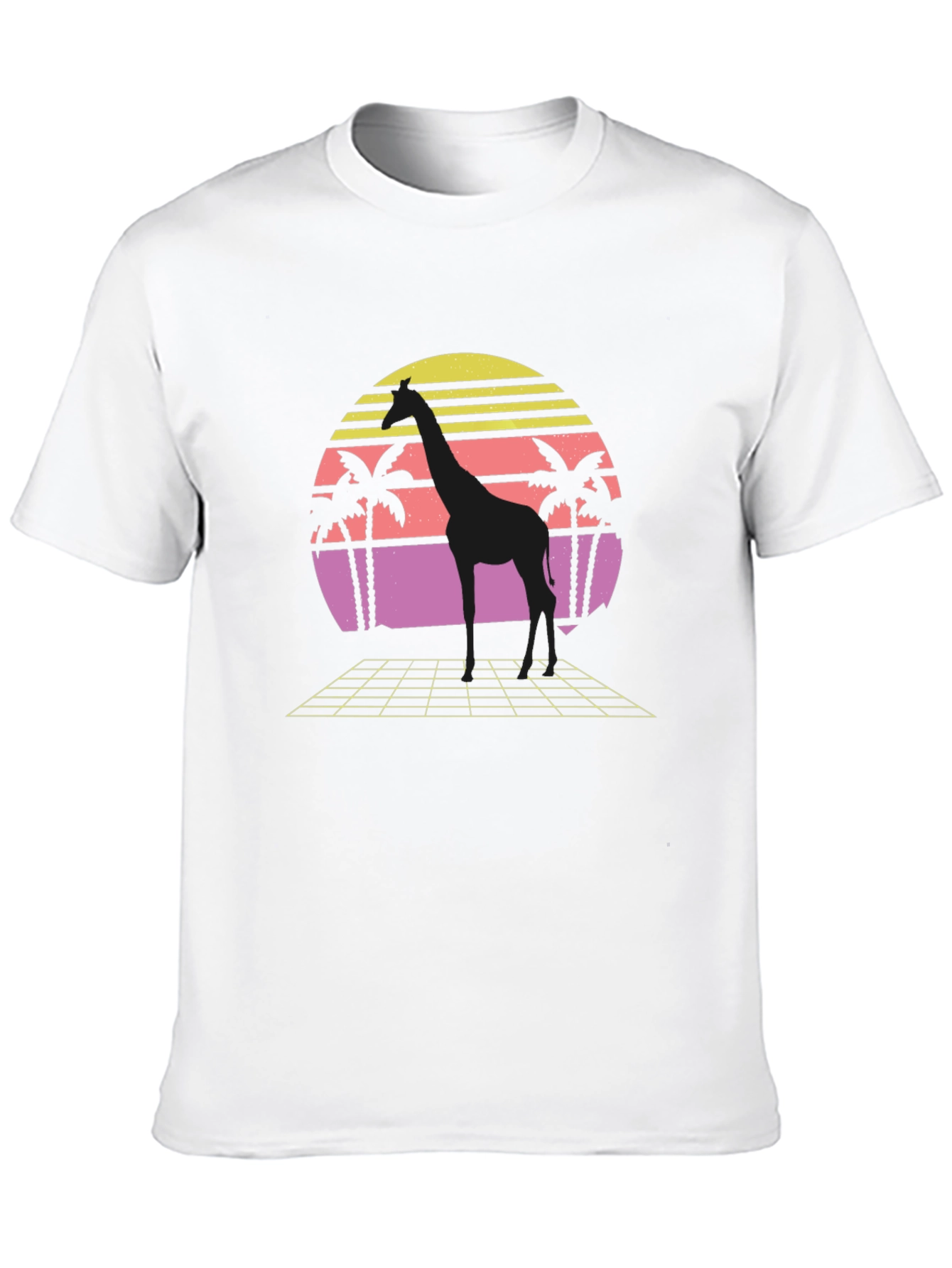 Retro Giraffe Sunset Graphic T-Shirt
