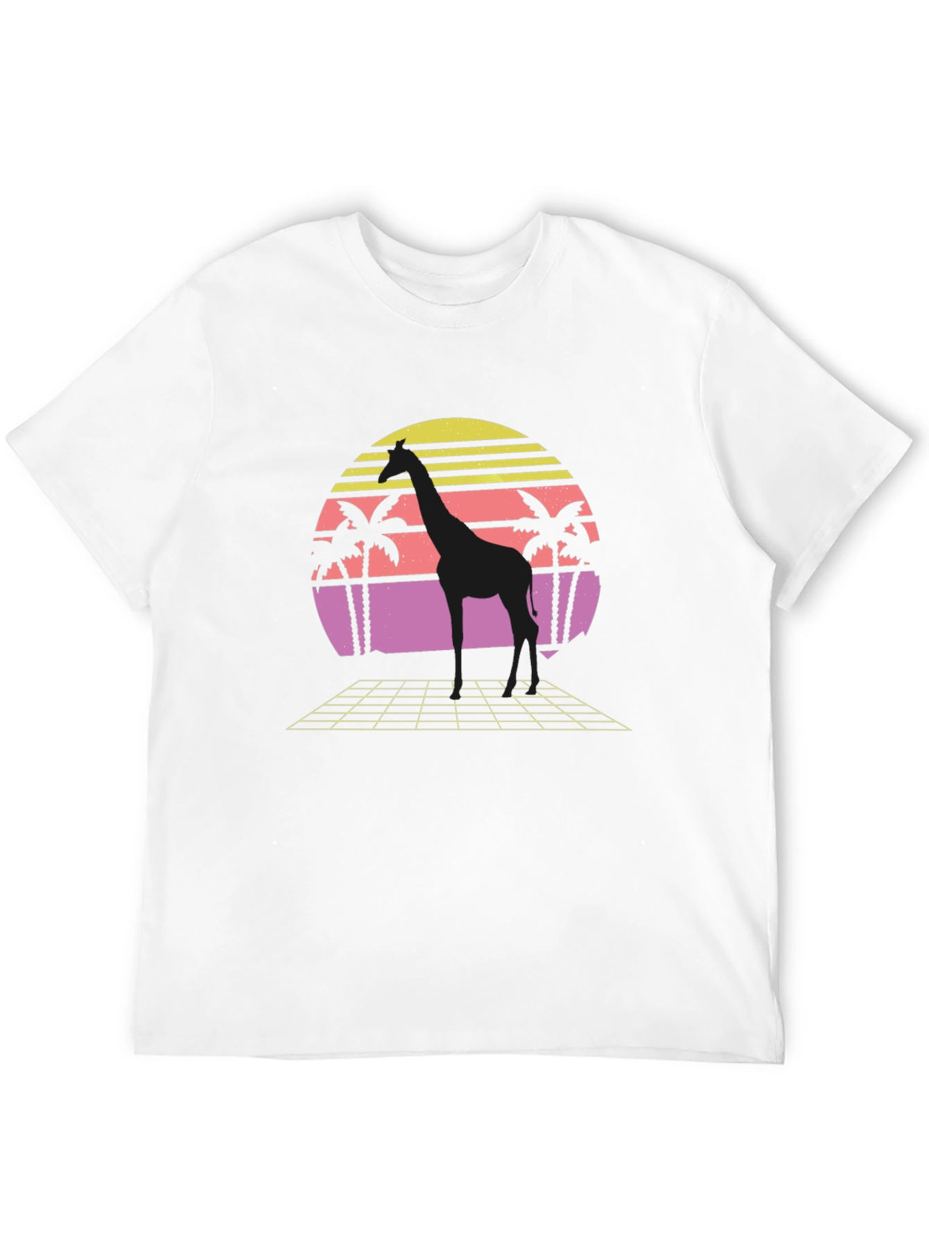 Retro Giraffe Sunset Graphic T-Shirt