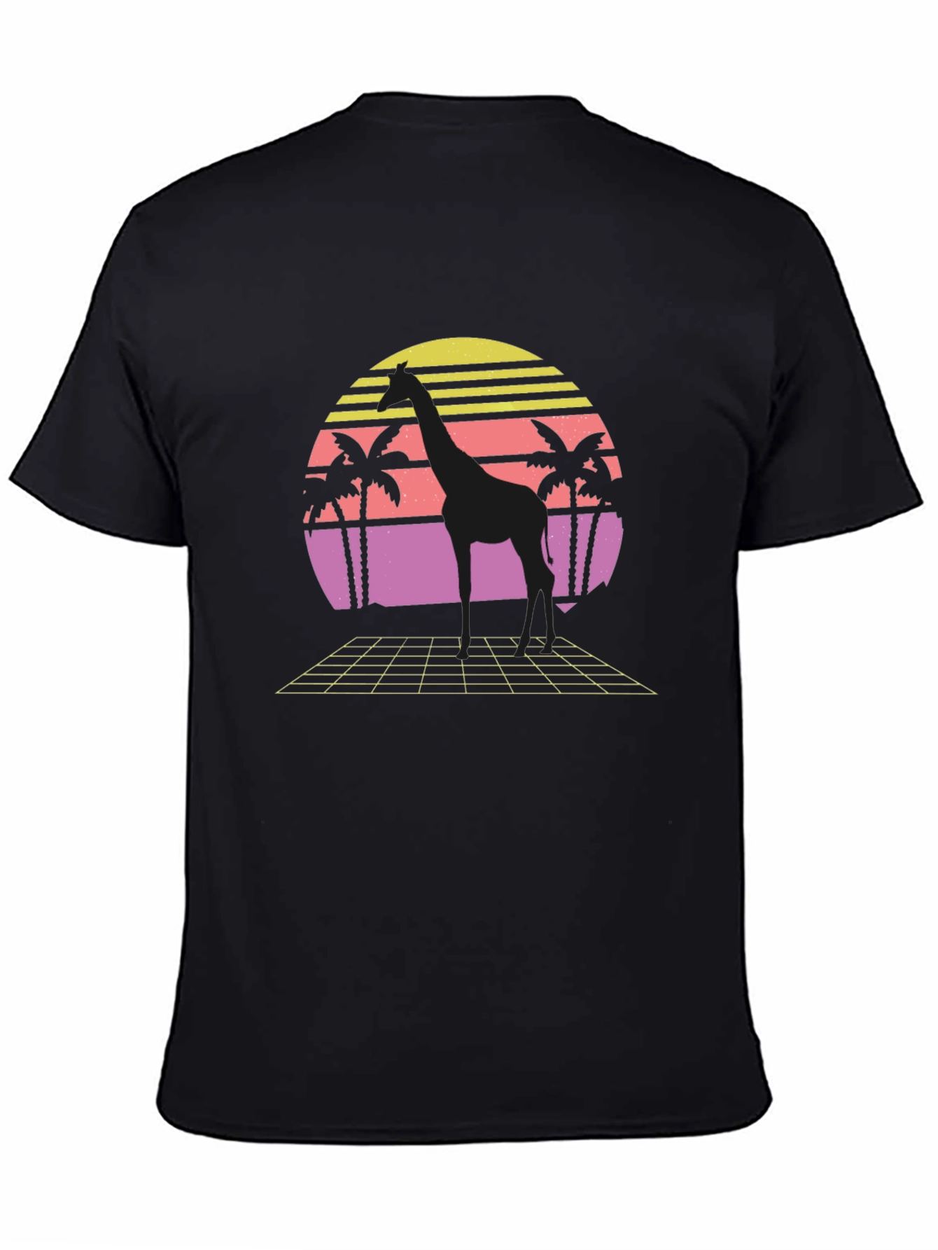 Retro Giraffe Sunset Graphic T-Shirt
