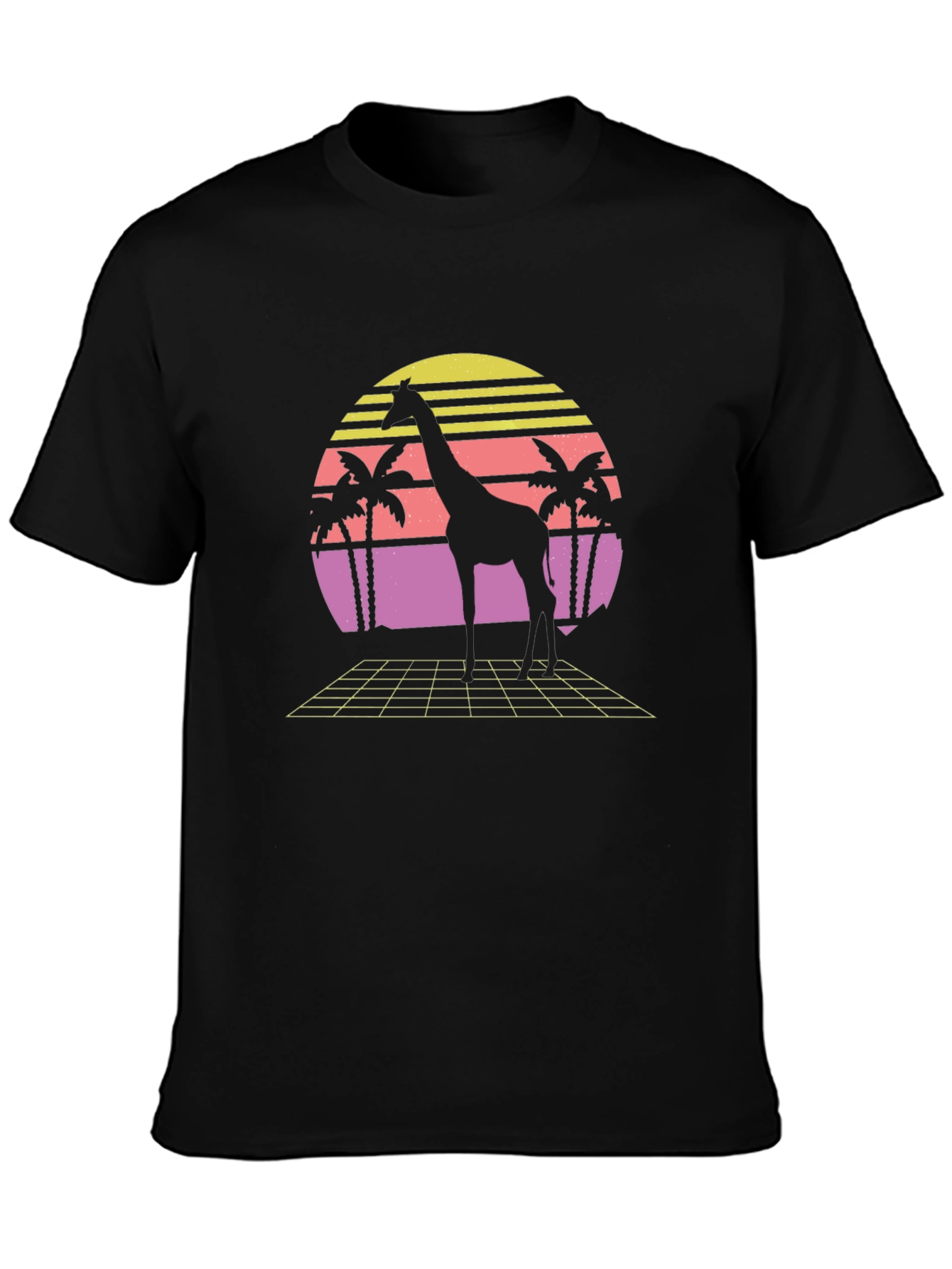 Retro Giraffe Sunset Graphic T-Shirt